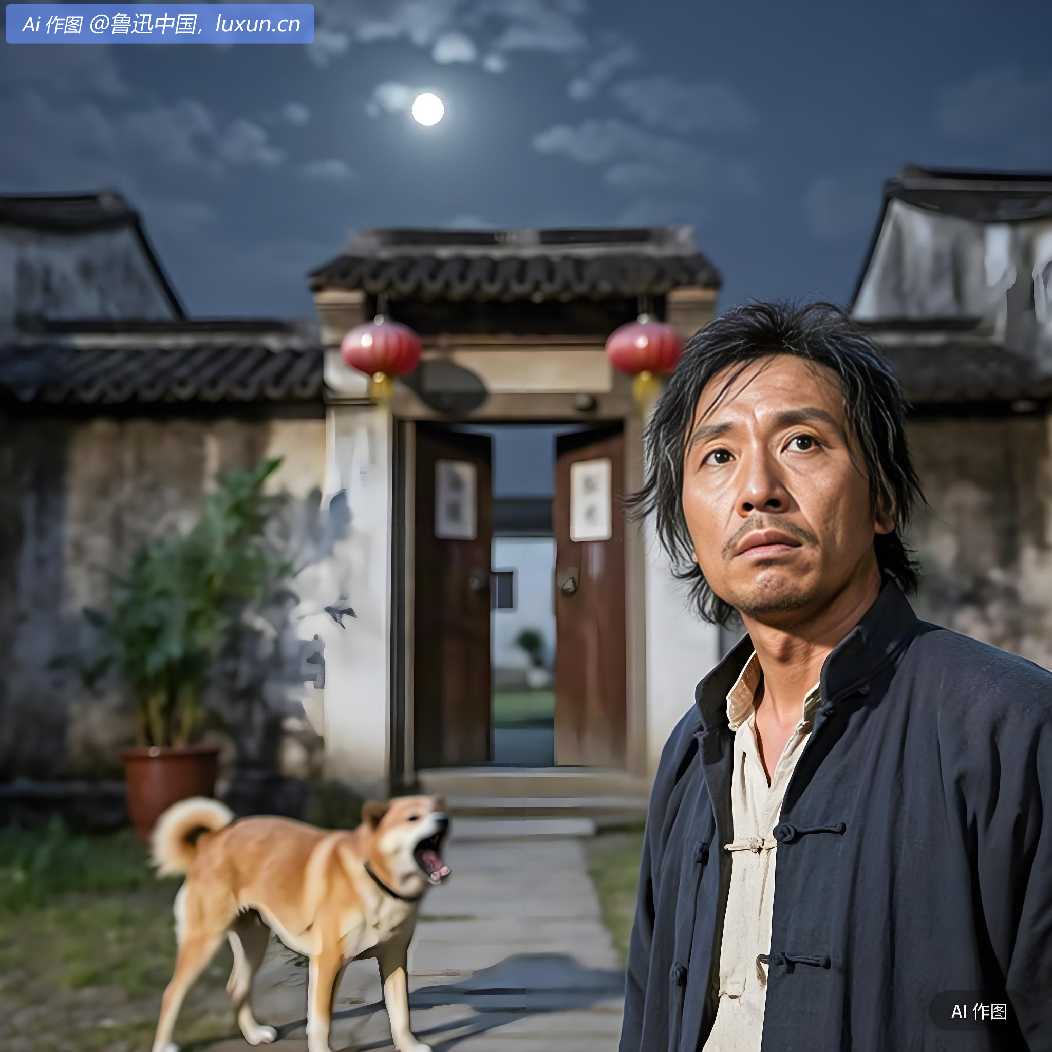 今天晚上，很好的月光。赵家的狗，何以看我两眼呢？