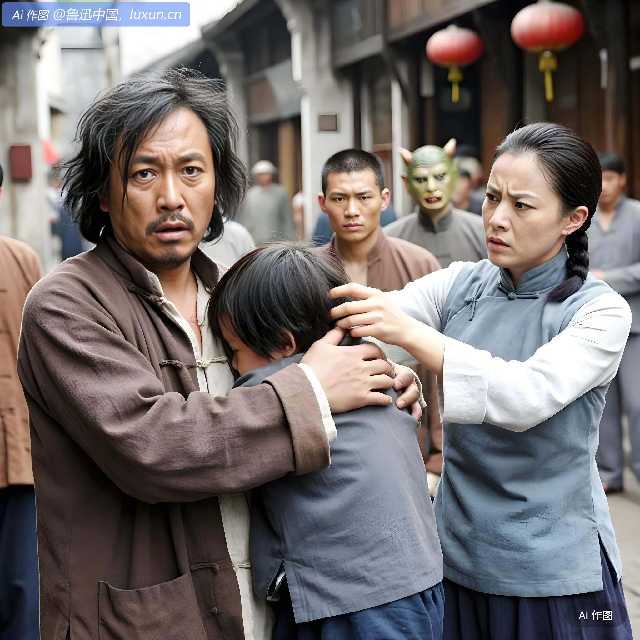 街上的那个女人，嘴里说道，‘老子呀！我要咬你几口才出气！’