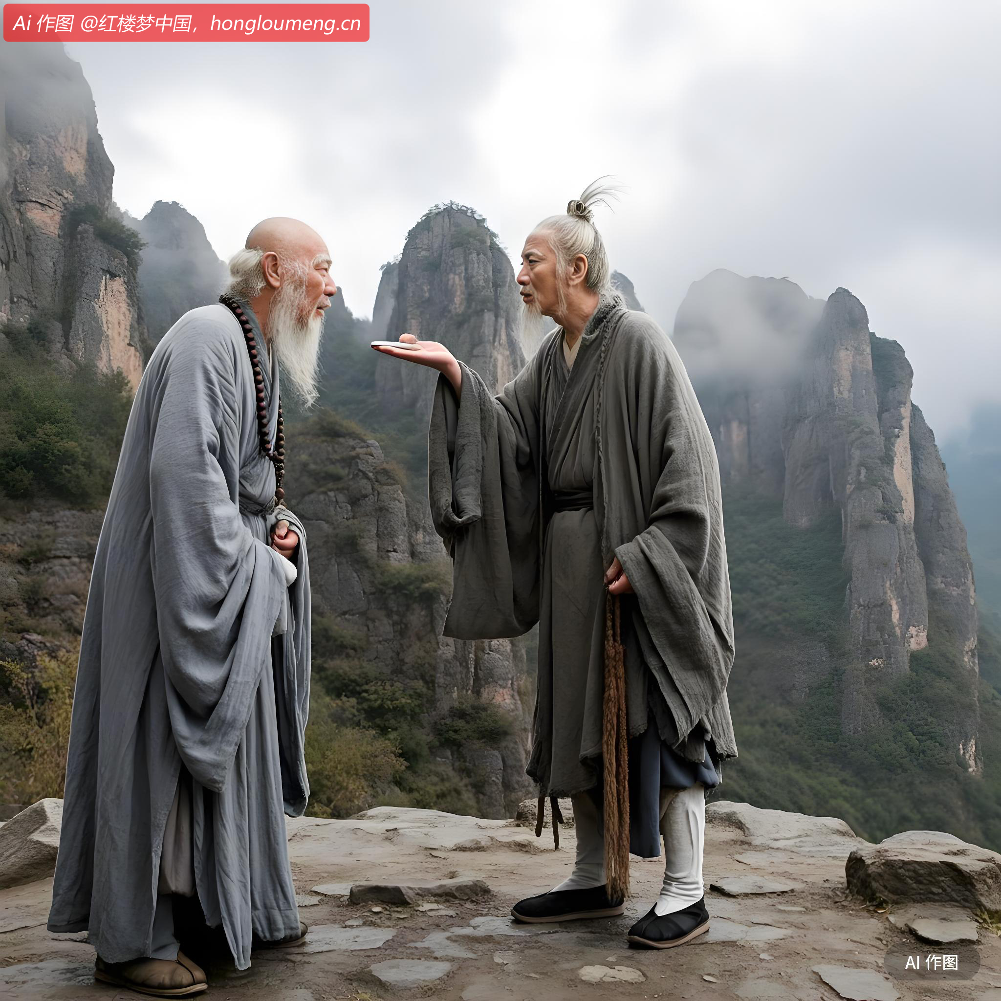 一僧一道行至大荒山无稽崖青埂峰下