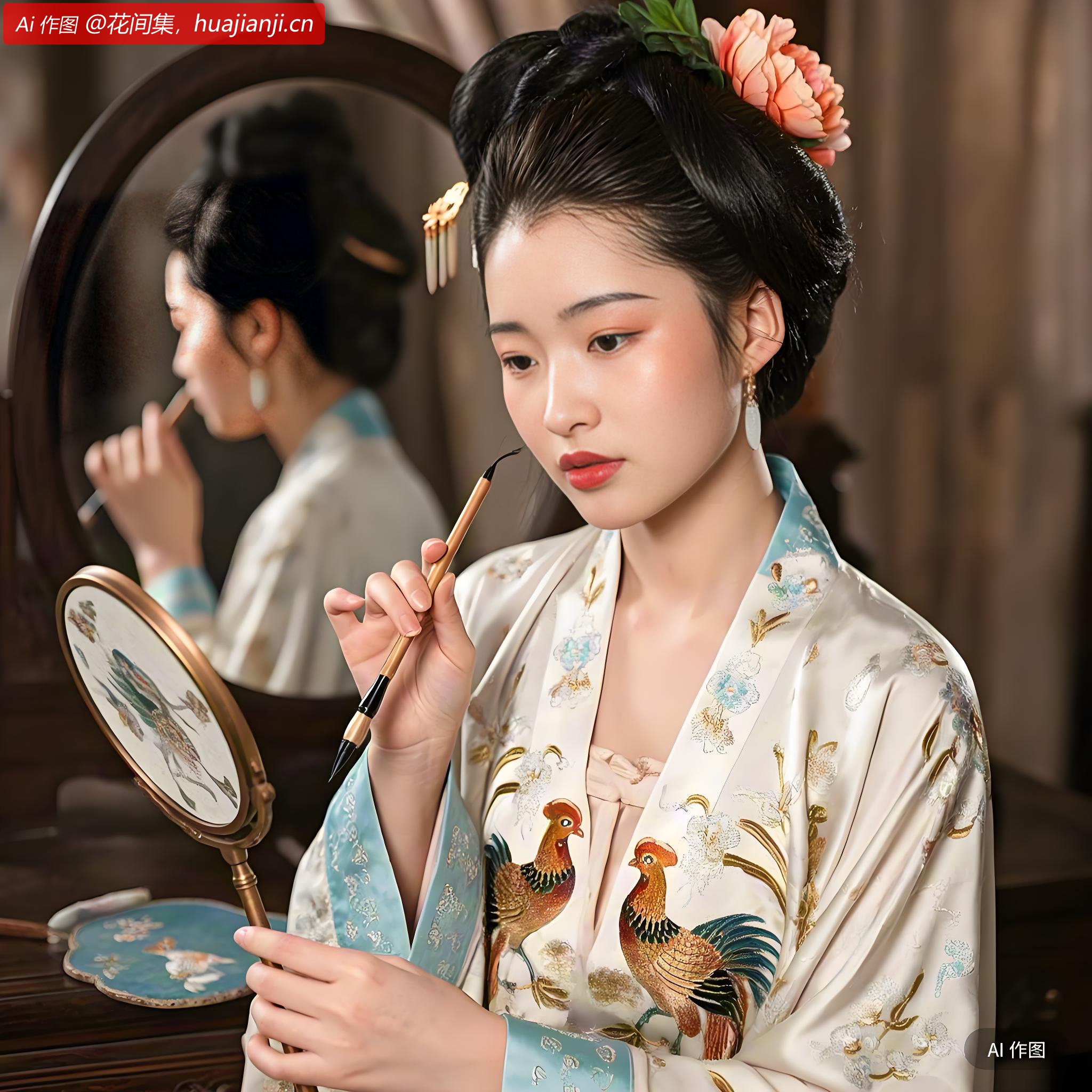 小山重叠金明灭，鬓云欲度香腮雪。