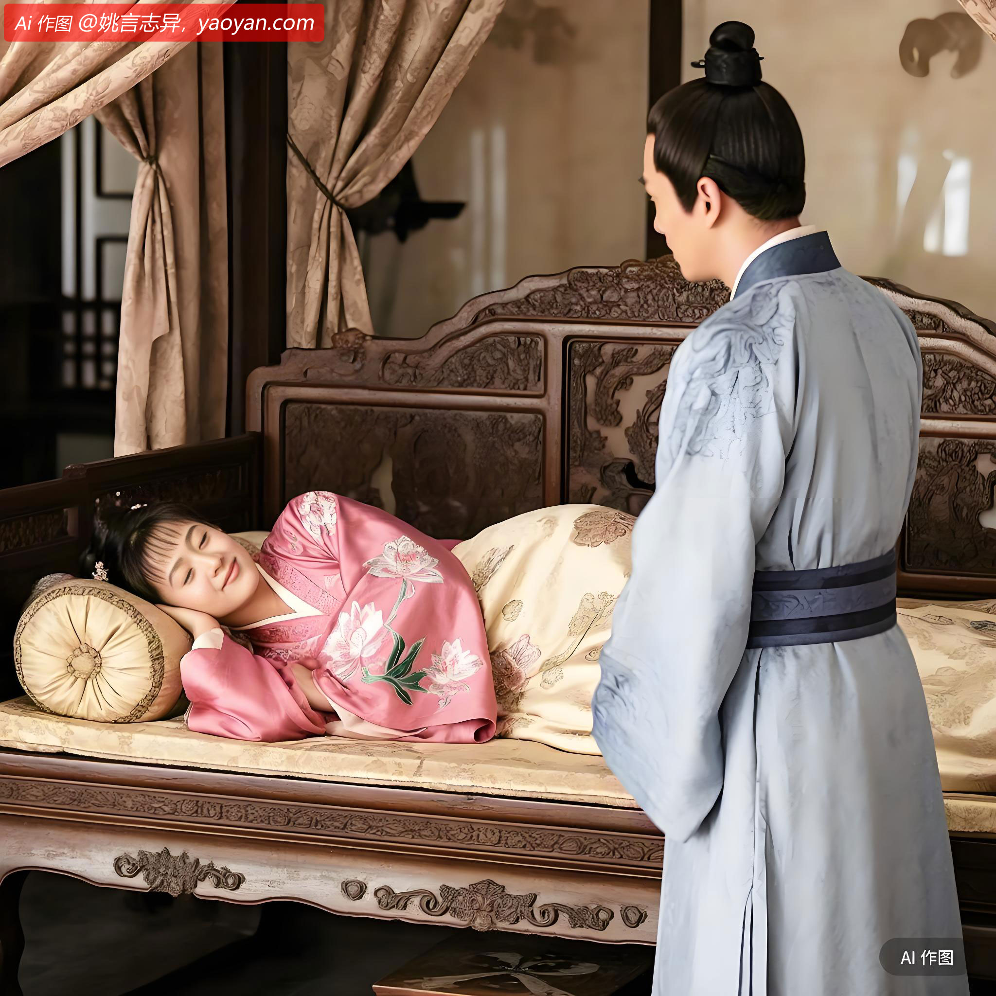 酣睡未醒，酒气犹芳，赪颜醉态，倾绝人寰