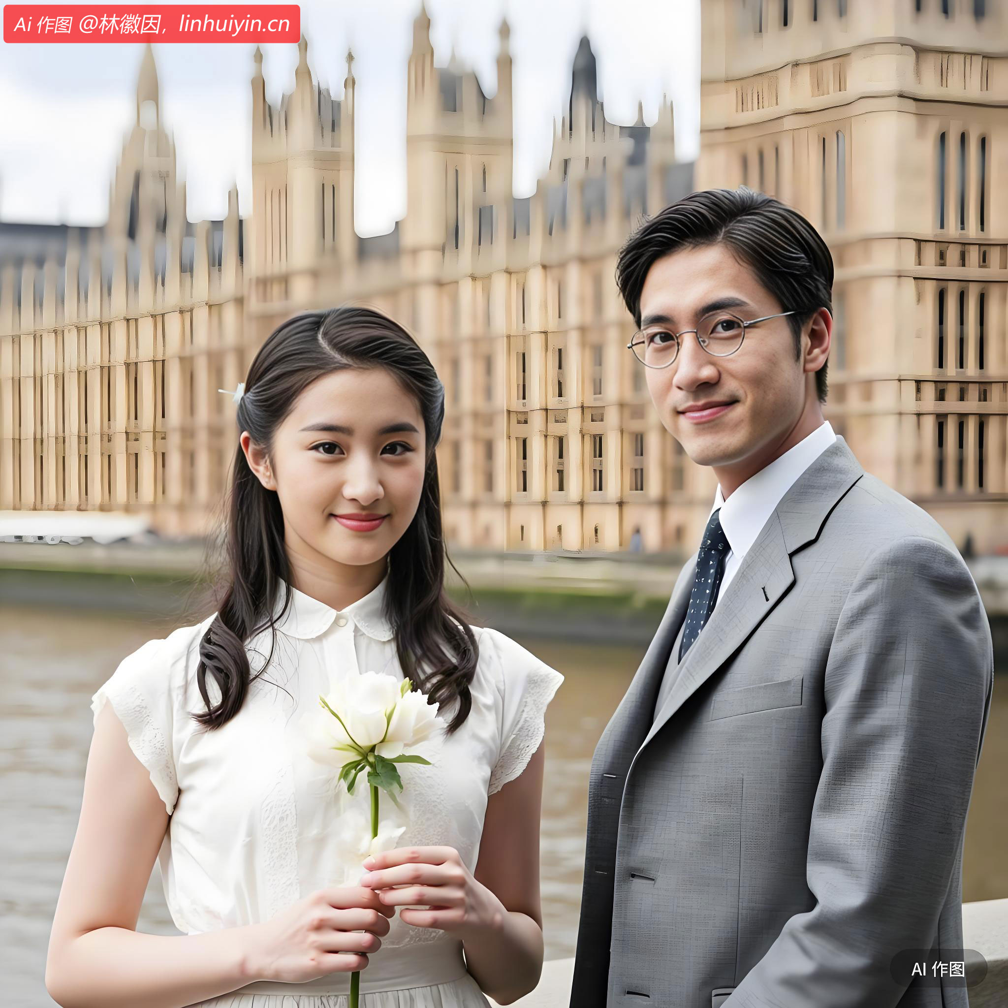 她一身西式白裙，头发散披下来，我现在还闻得到白玫瑰的纯洁与芬芳