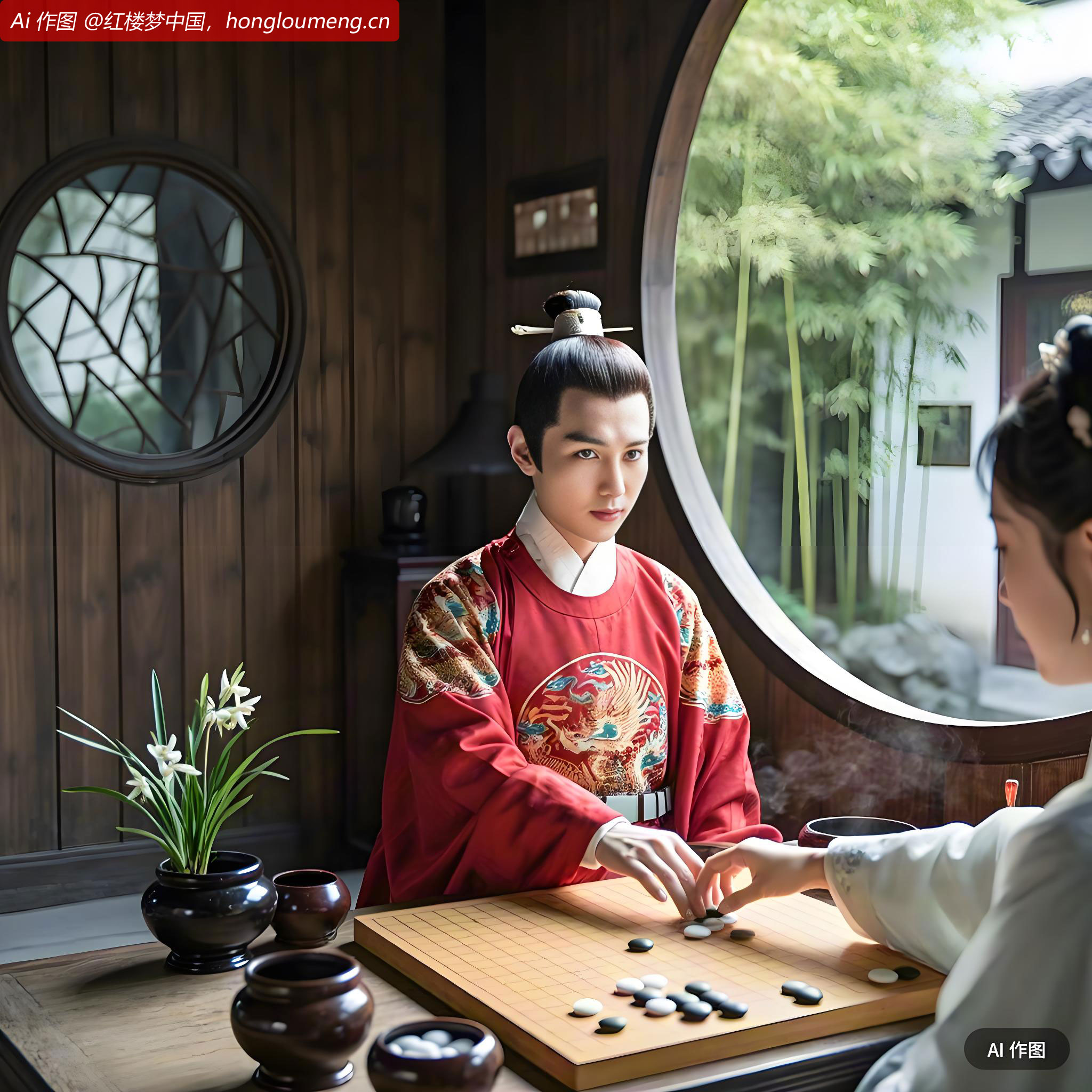 宝鼎茶闲烟尚绿，幽窗棋罢指犹凉。