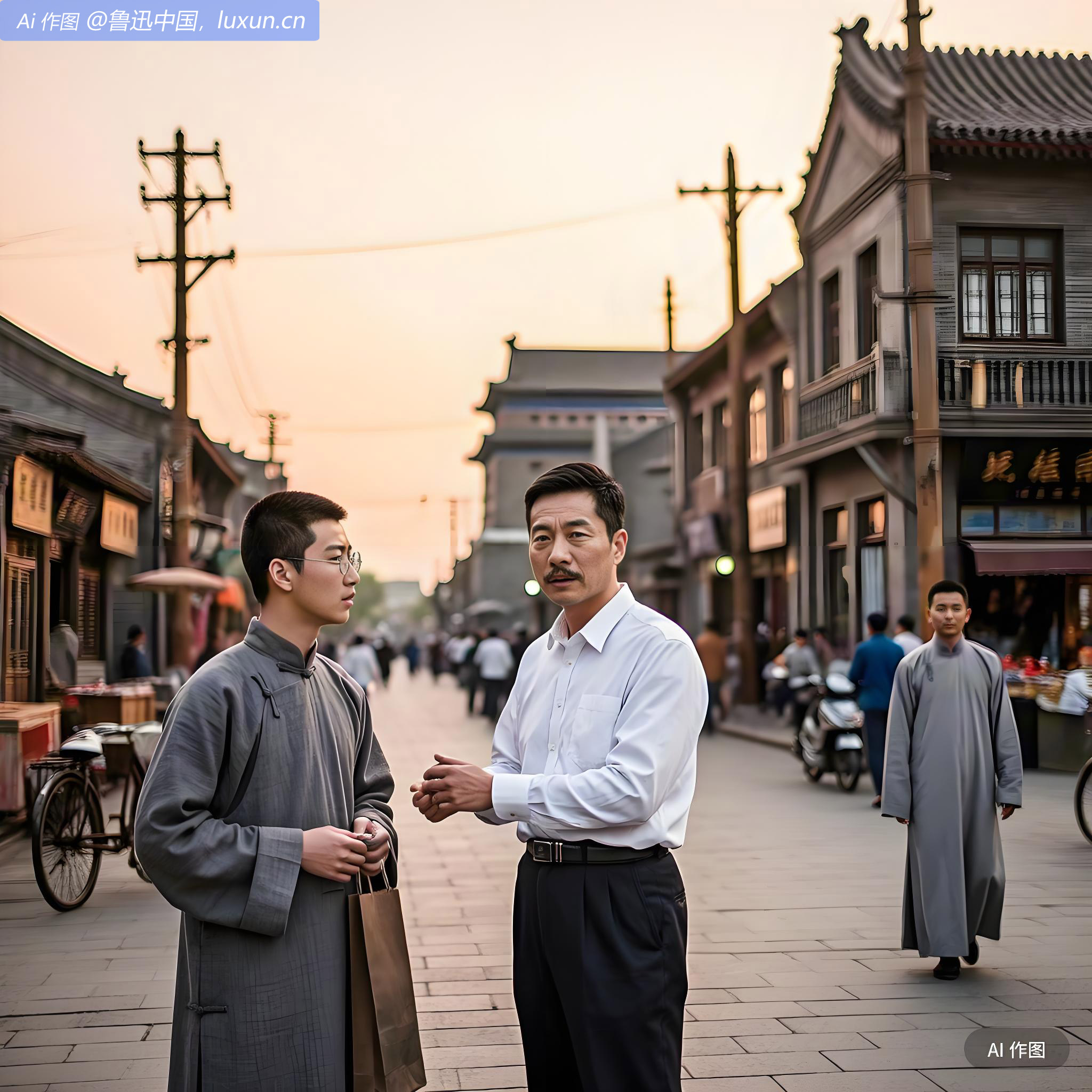 旁晚闲步宣武门大街，遇戴芦舲，同归谈少顷