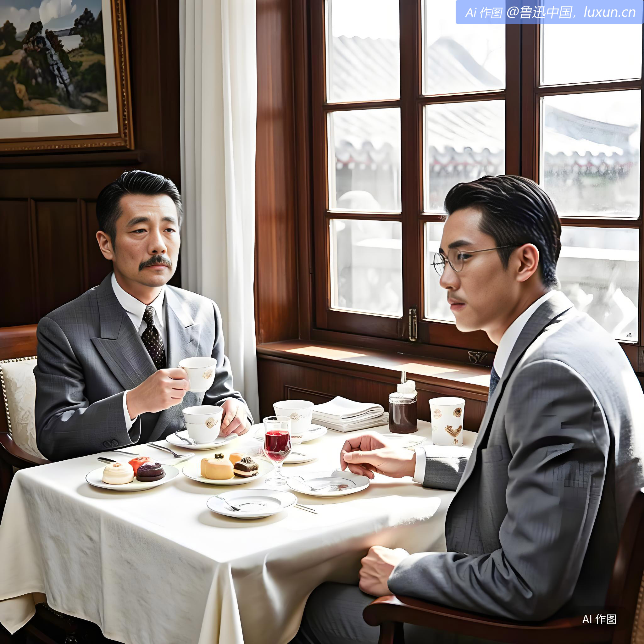 午同齐寿山出市，食欧洲饼饵及加非，又饮酒少许