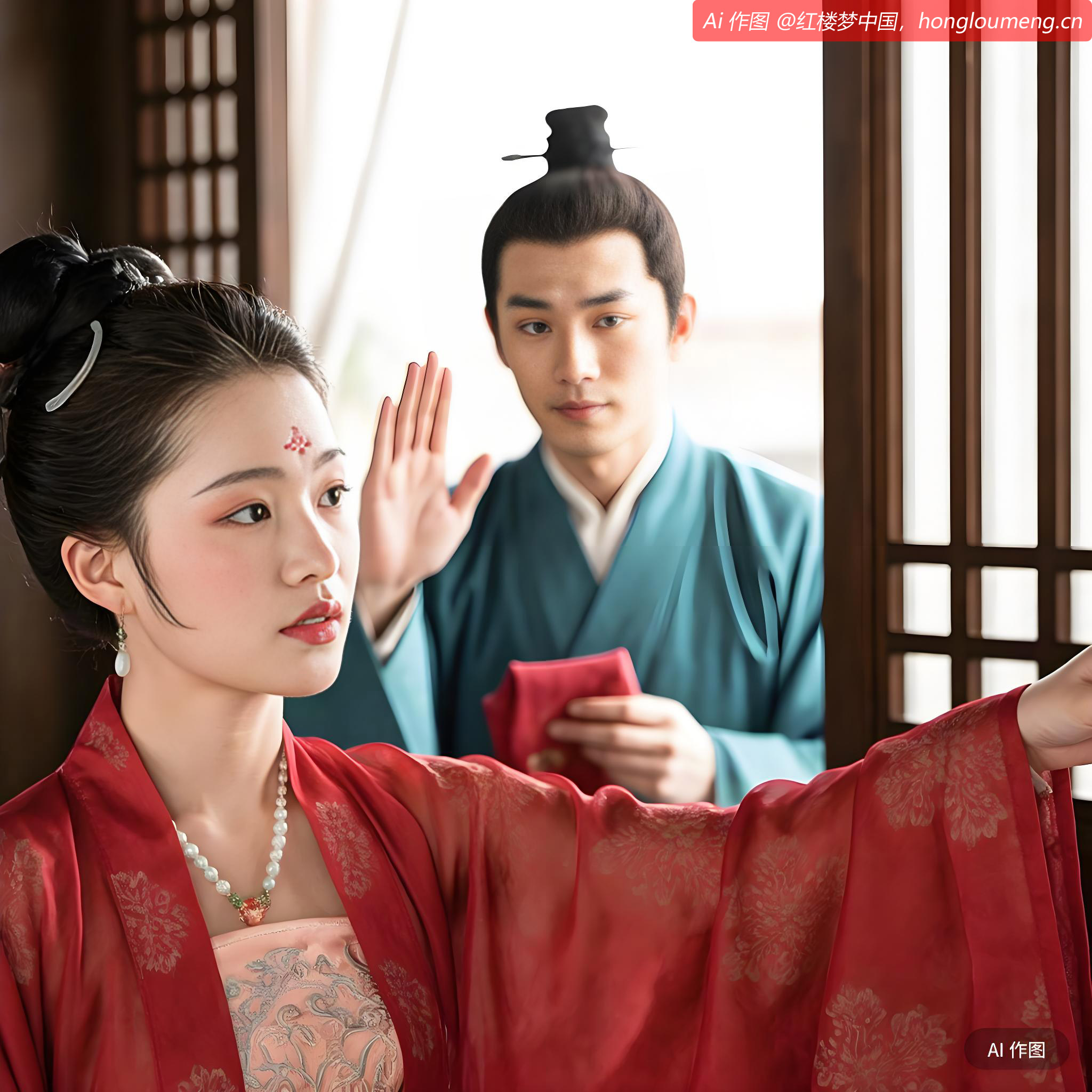 忽听的窗外低低的叫道：“红儿，你的绢子我拾在这里呢。”