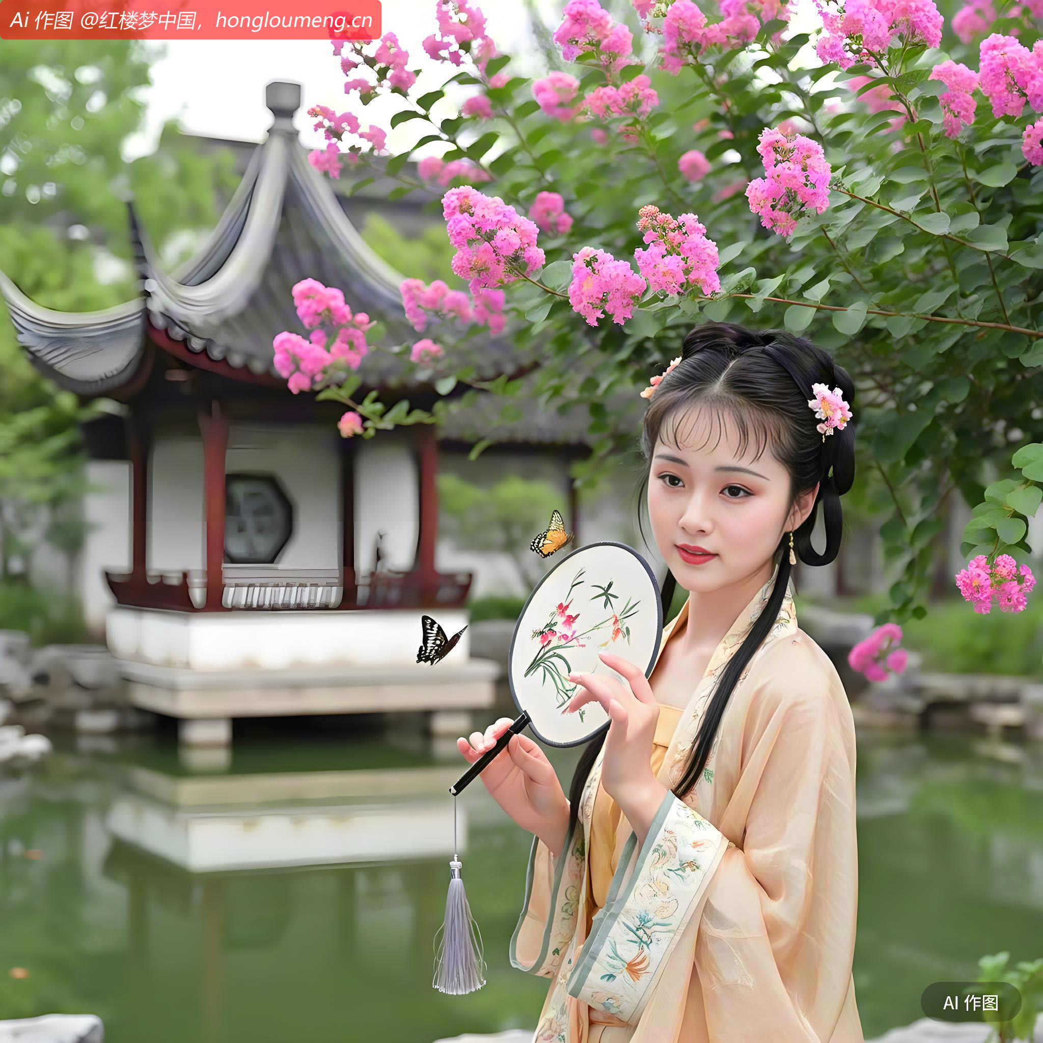 一直跟到池边滴翠亭上，香汗淋漓，娇喘细细。