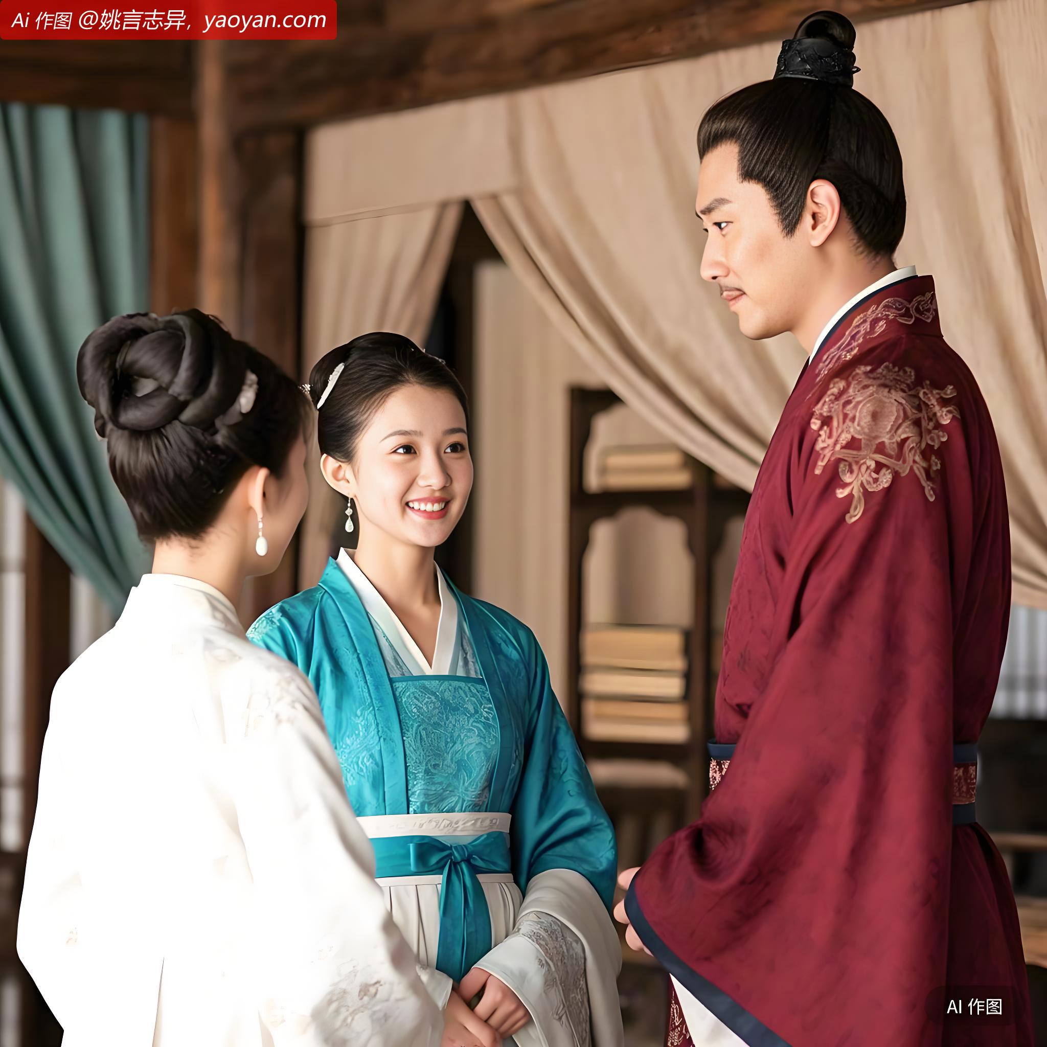 一十七八女郎，从一青衣遽掩入，瞥见生。转身欲遁。