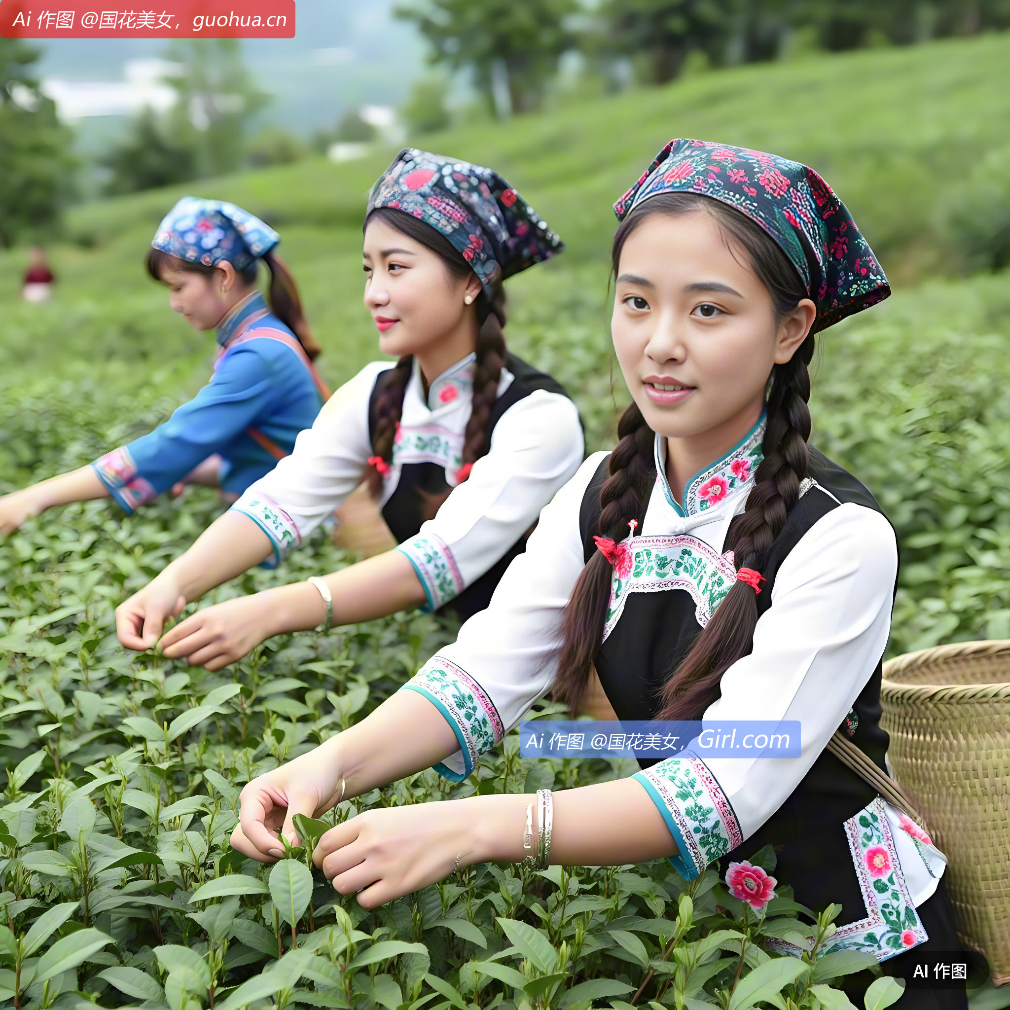 一颗颗嫩芽被轻轻采摘下，将春天的“绿意”收入囊中。