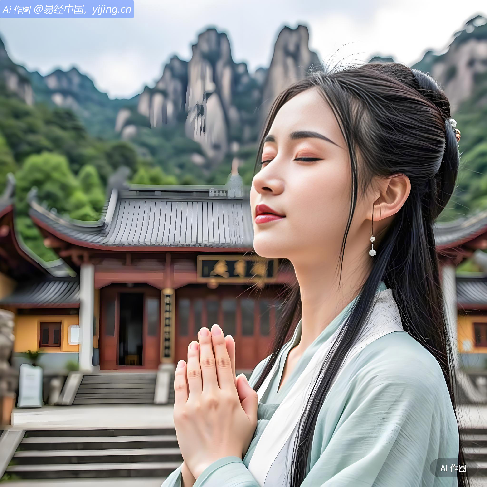 清瑶闭目凝神，双手合十，仿佛在与天地对话