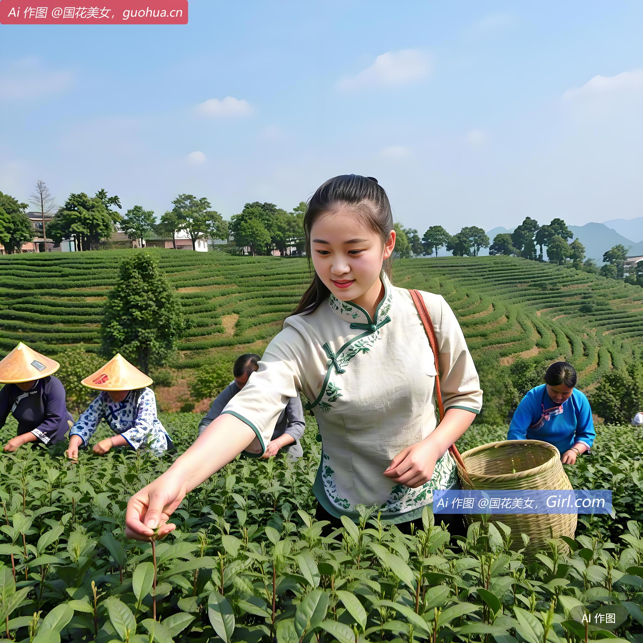 四川省雅安市名山区红星镇金鼓村的茶山梯田