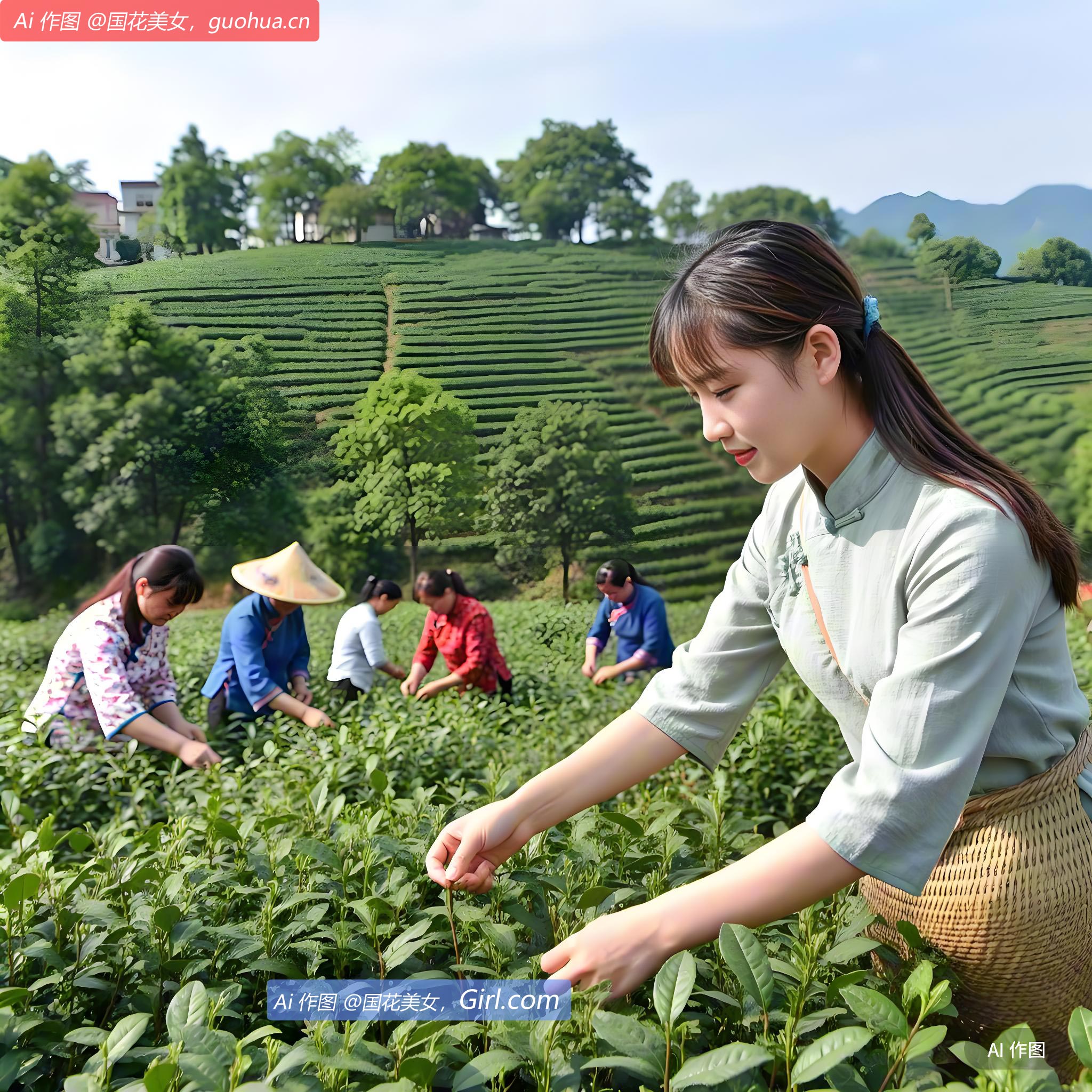 四川省雅安市名山区红星镇金鼓村的茶山梯田
