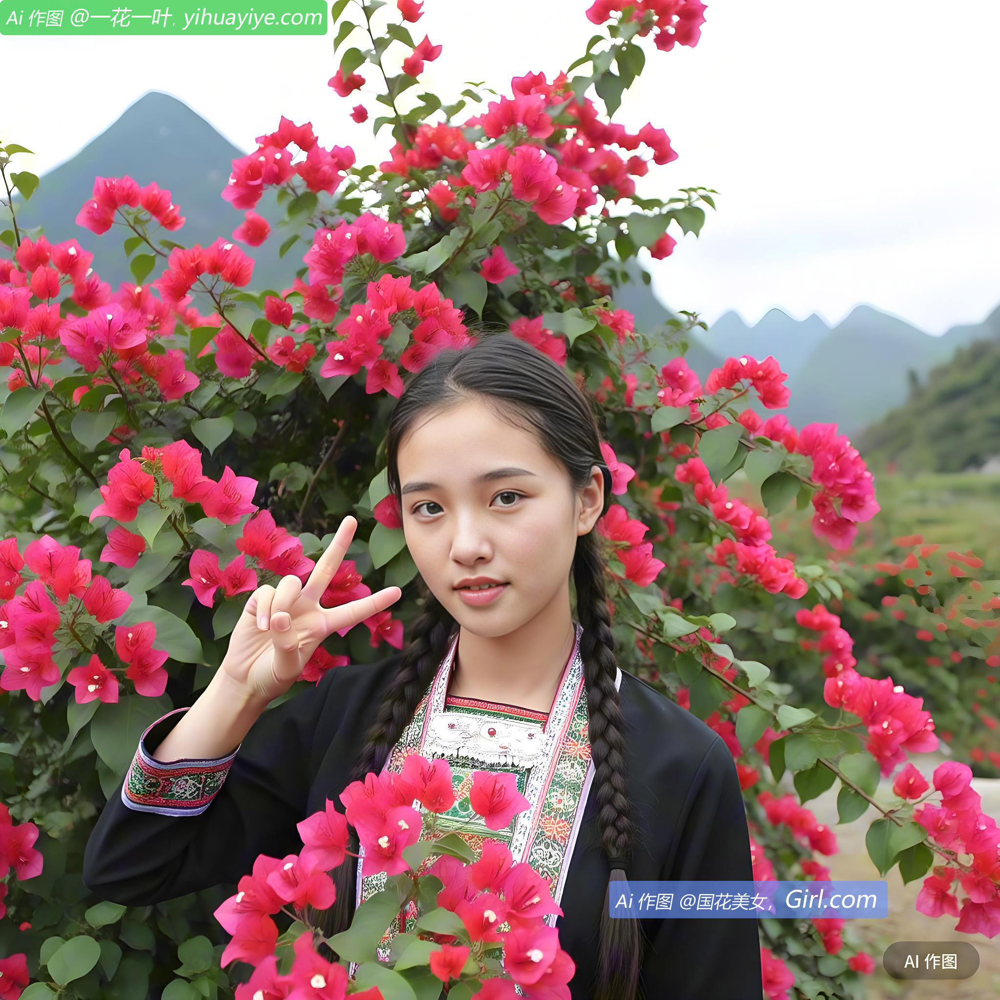 广西三江侗族自治县的三角梅竞相绽放