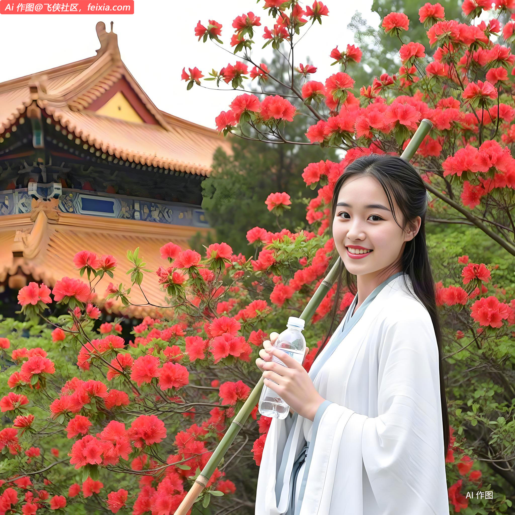 四川达州万源市红岭寺，杜鹃花怒放，火红的花朵点缀在大巴山间。