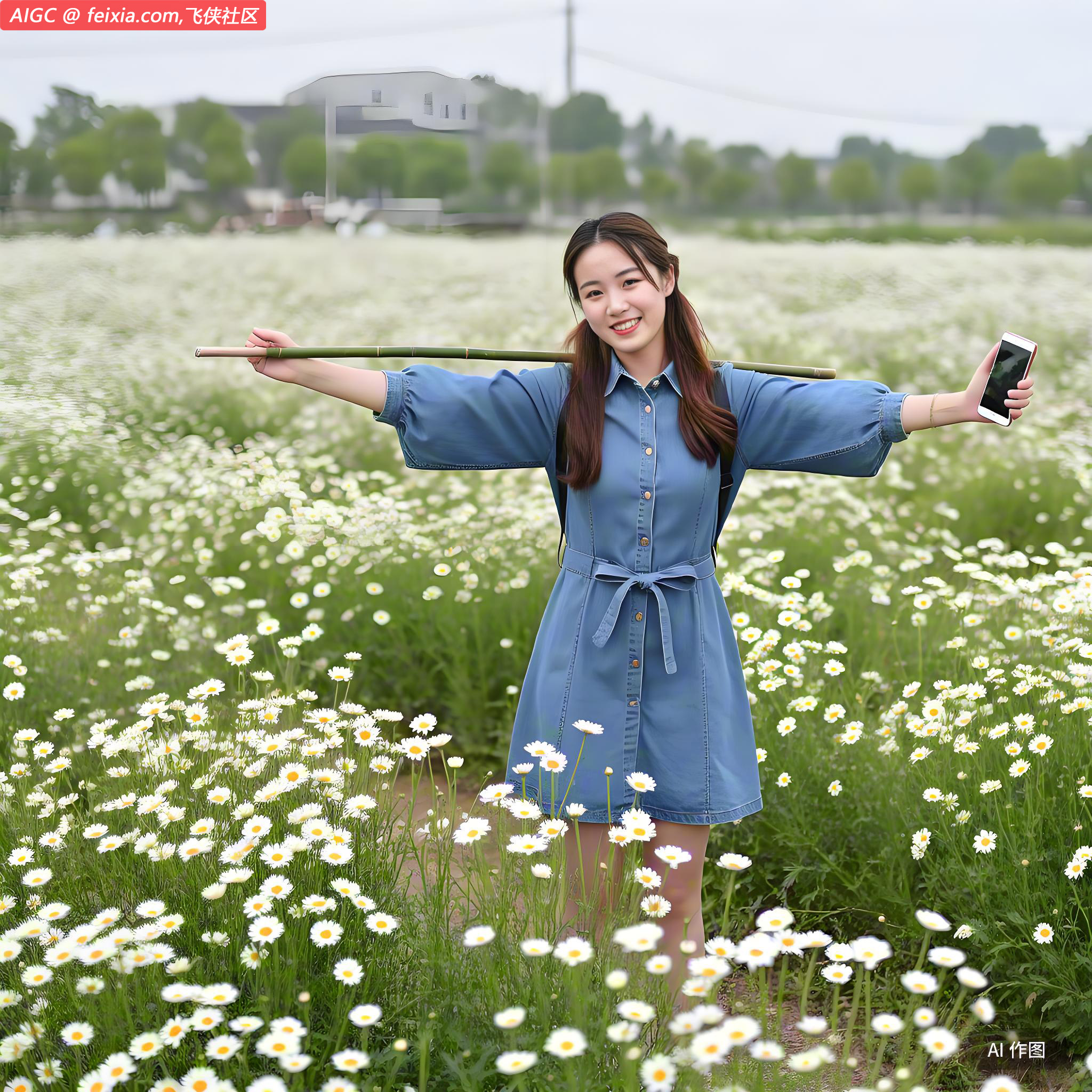 田地里洋甘菊成片绽放，如繁星点点，香气四溢