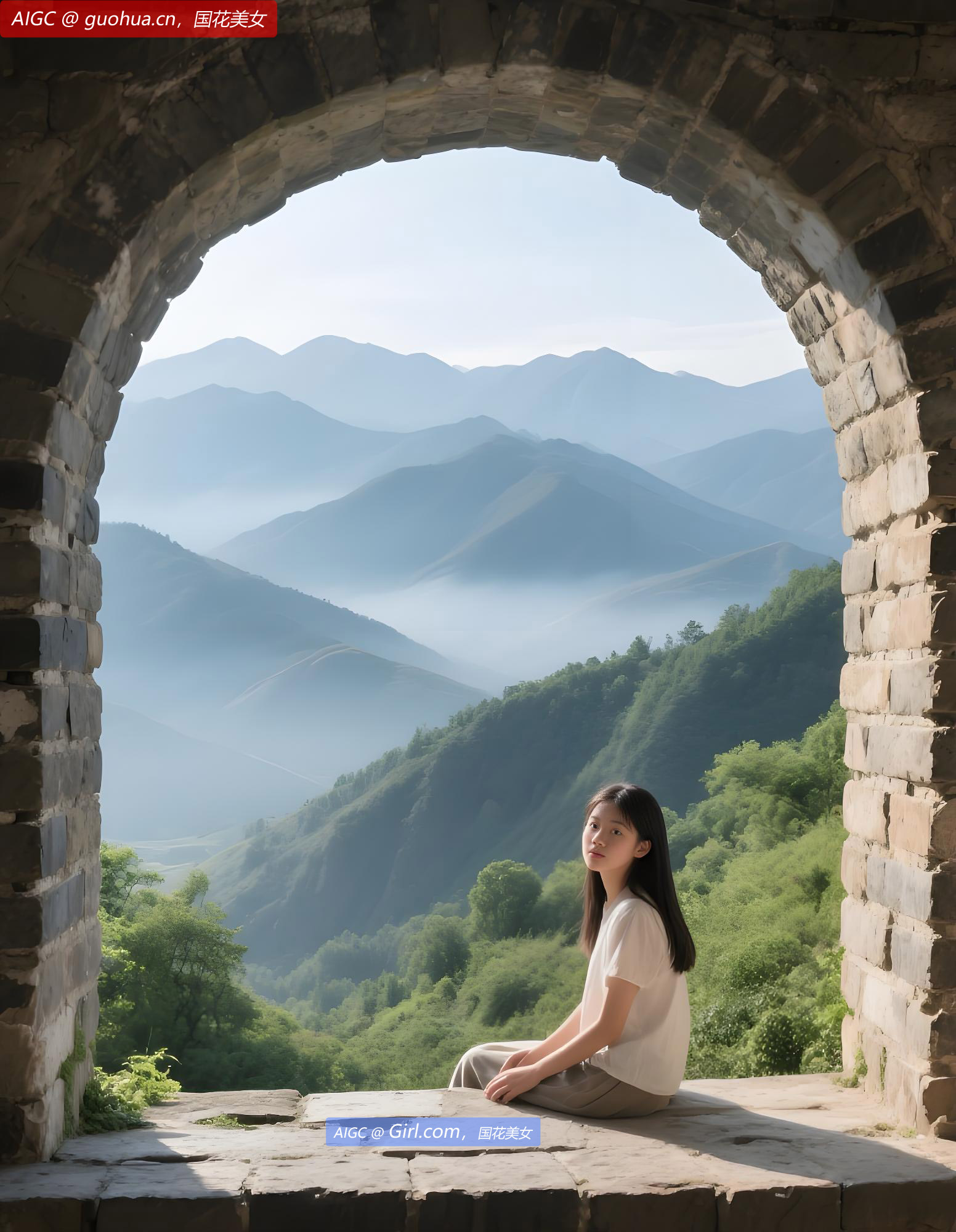 河北省承德市滦平县的金山岭长城景区出现云海景观