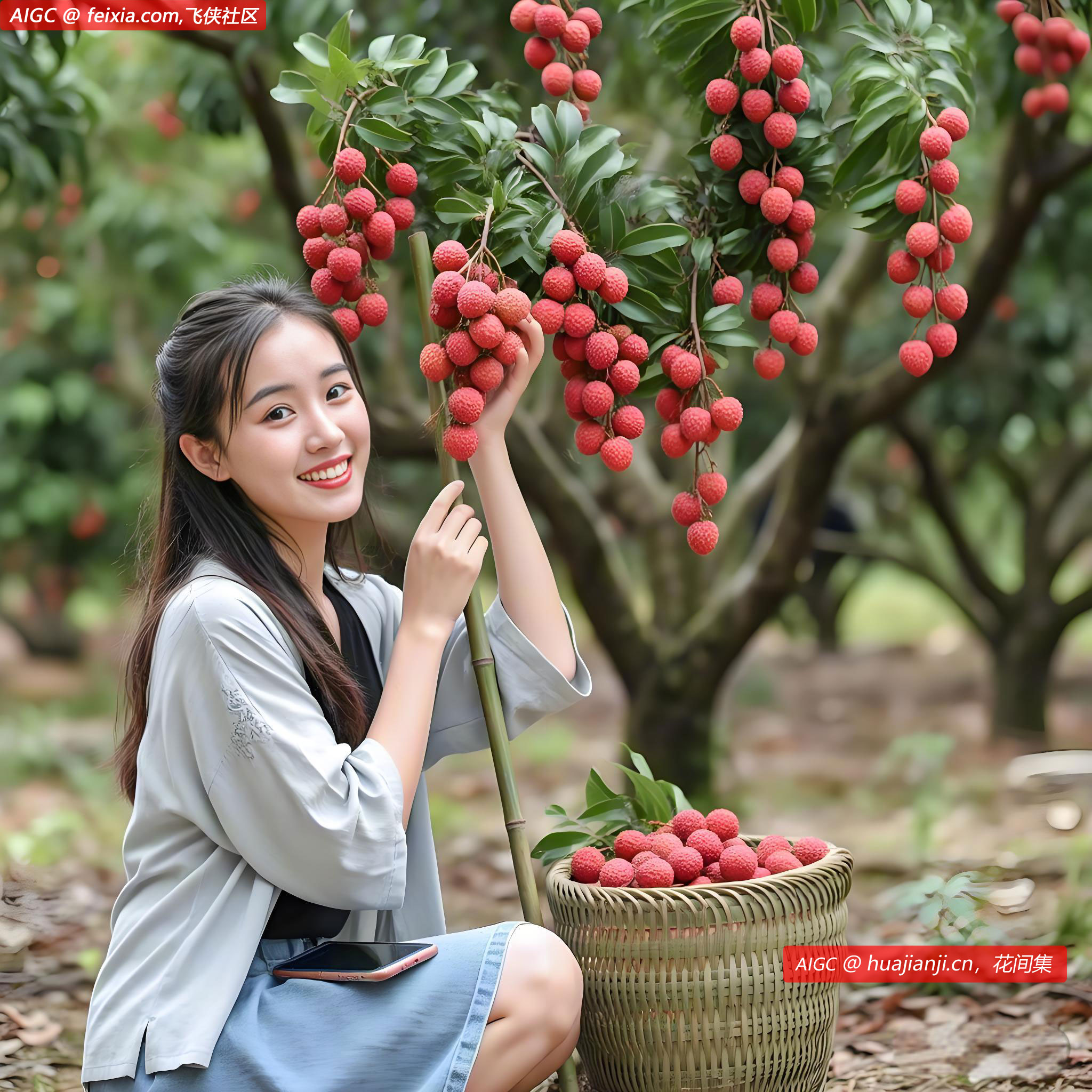 岭南的五月，荔枝渐红，硕果挂满枝头。