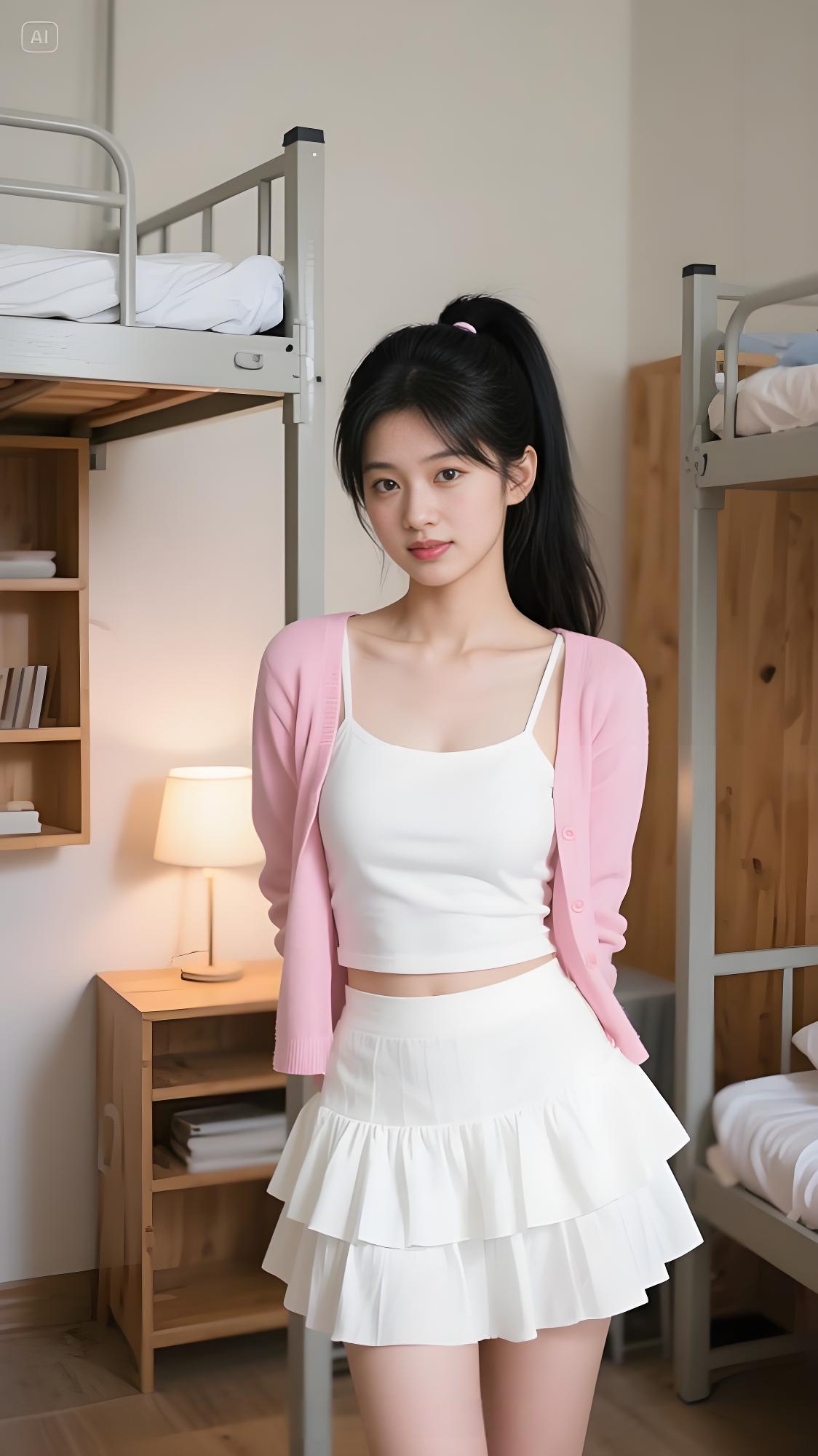 她清新的模样宛如春日里初绽的樱花