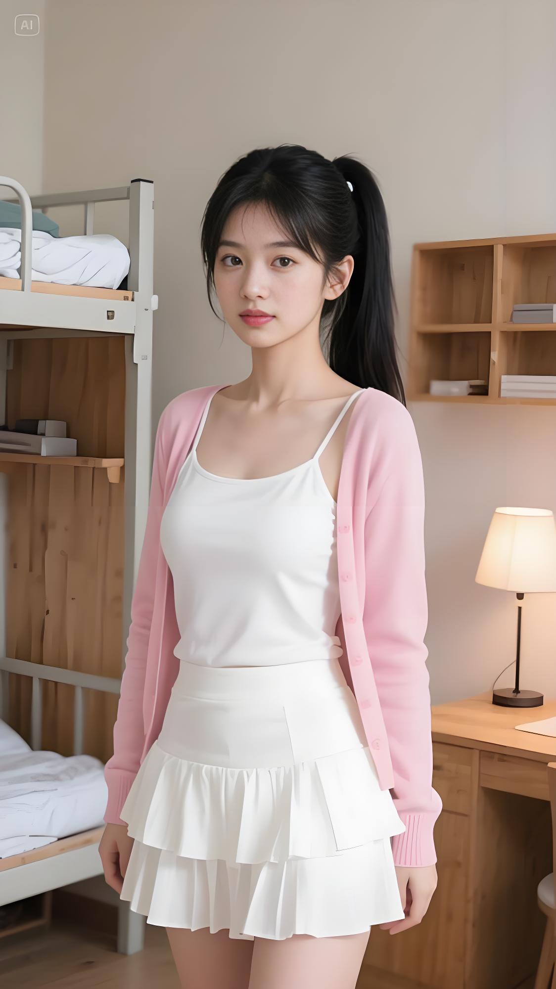 她清新的模样宛如春日里初绽的樱花