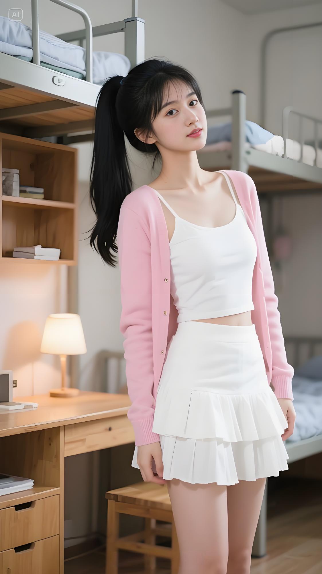 她清新的模样宛如春日里初绽的樱花