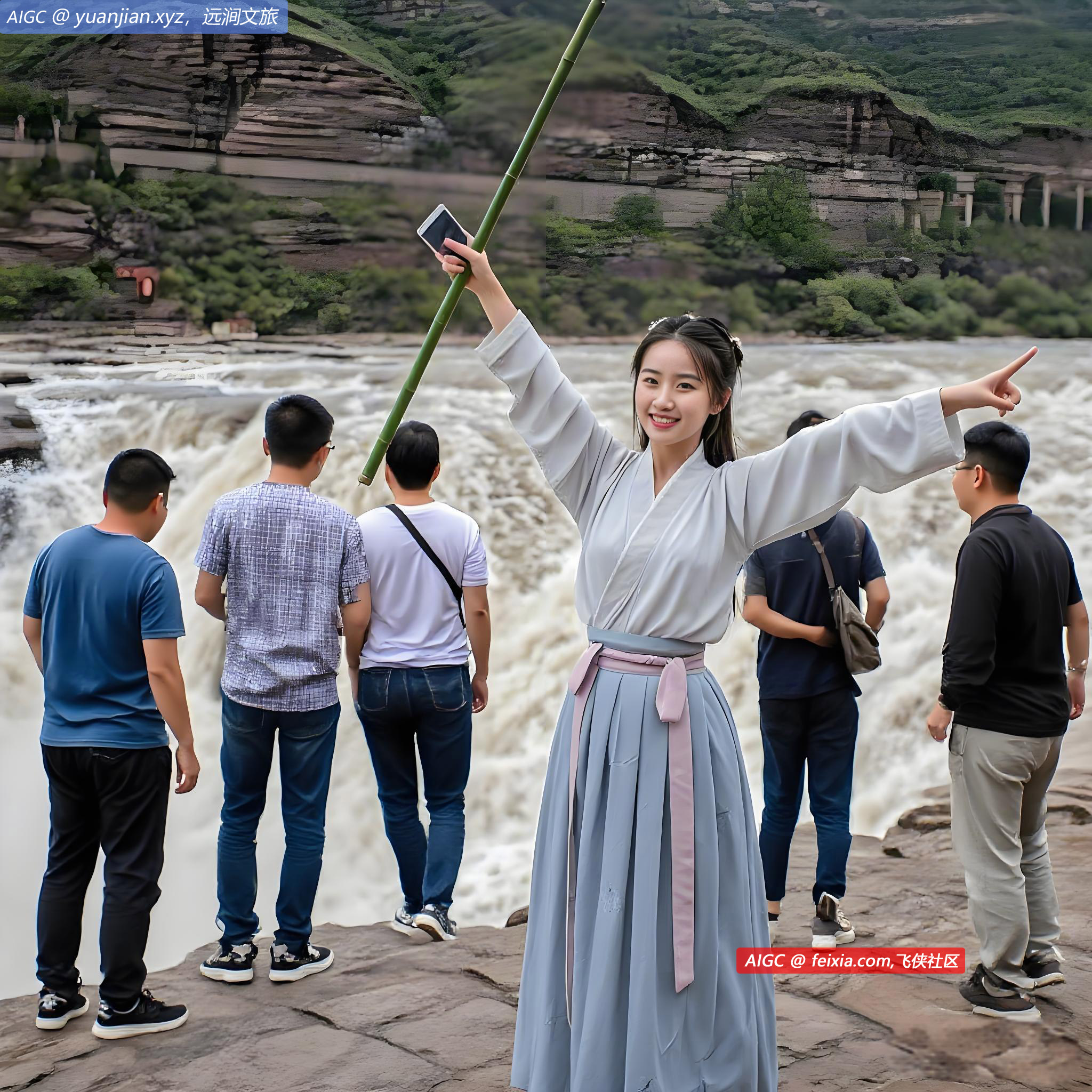 黄河壶口瀑布水量增大，再现浊浪翻滚的壮美景观