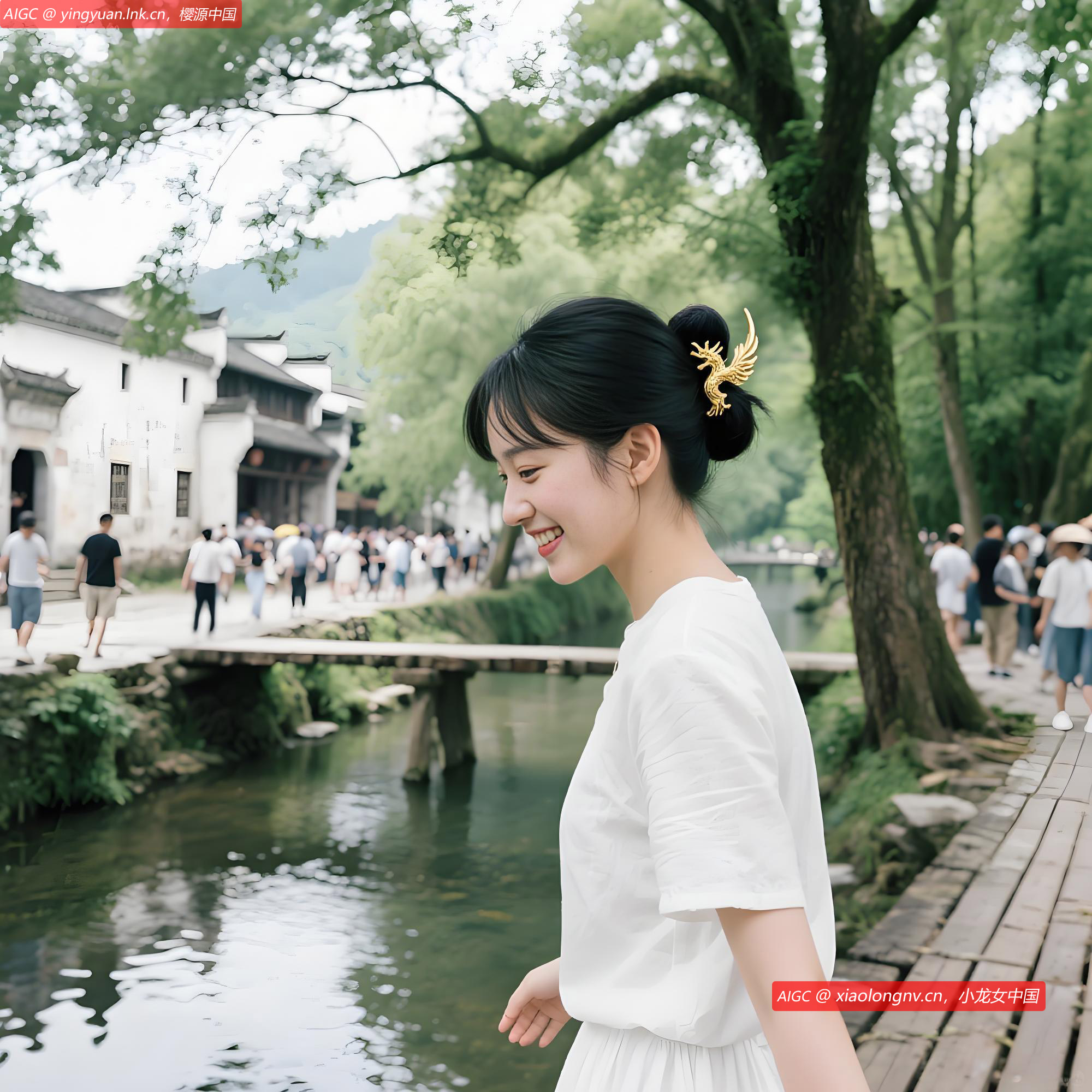 西溪南古村落，绿野仙踪处，游客步入避暑秘境