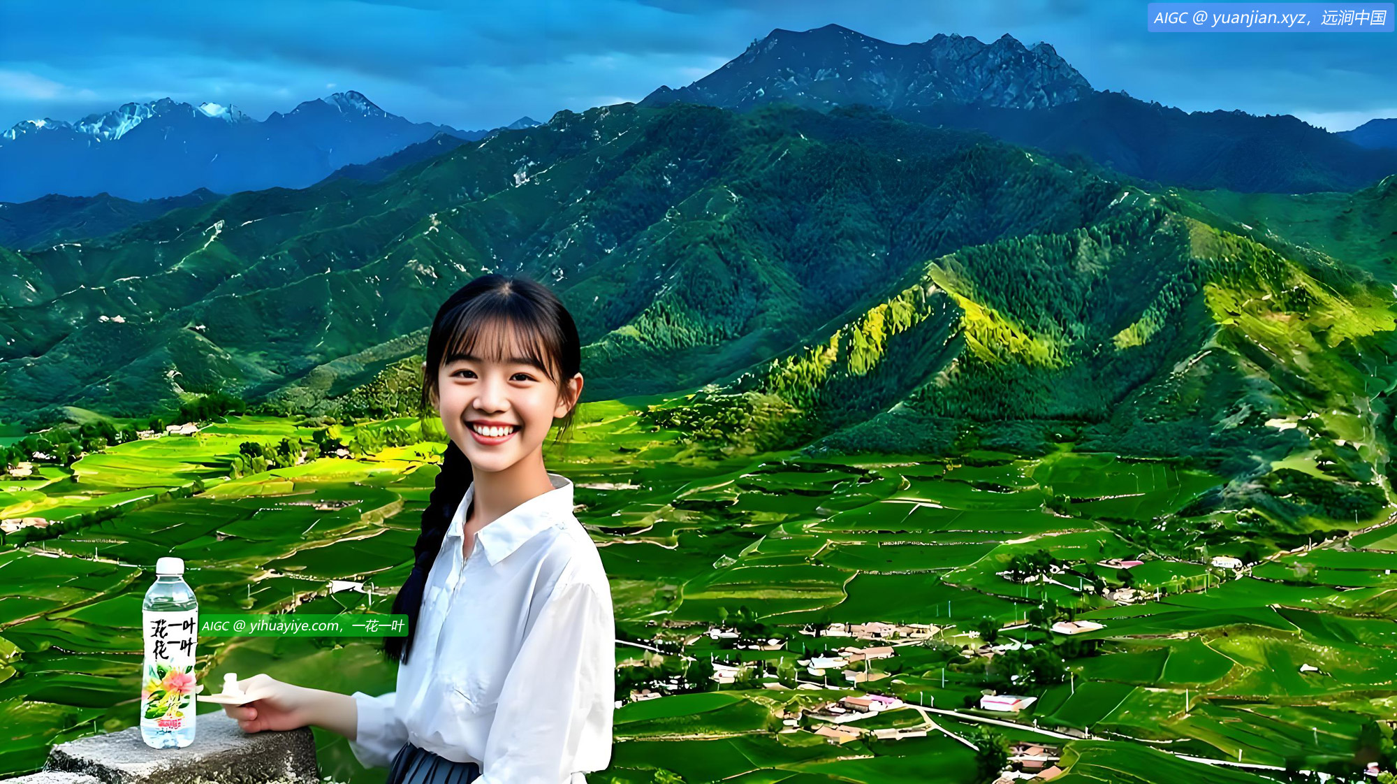 祁连山下的甘肃省张掖市易家湾村，绿色田园壮美如画