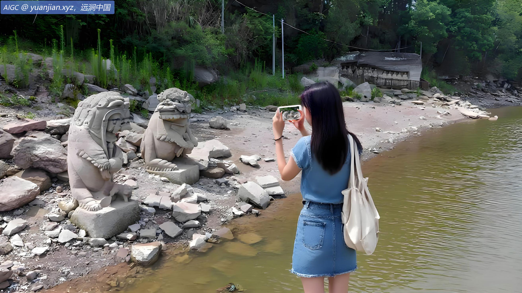四川安岳一水库因水位下降，千年摩崖造像重见天日