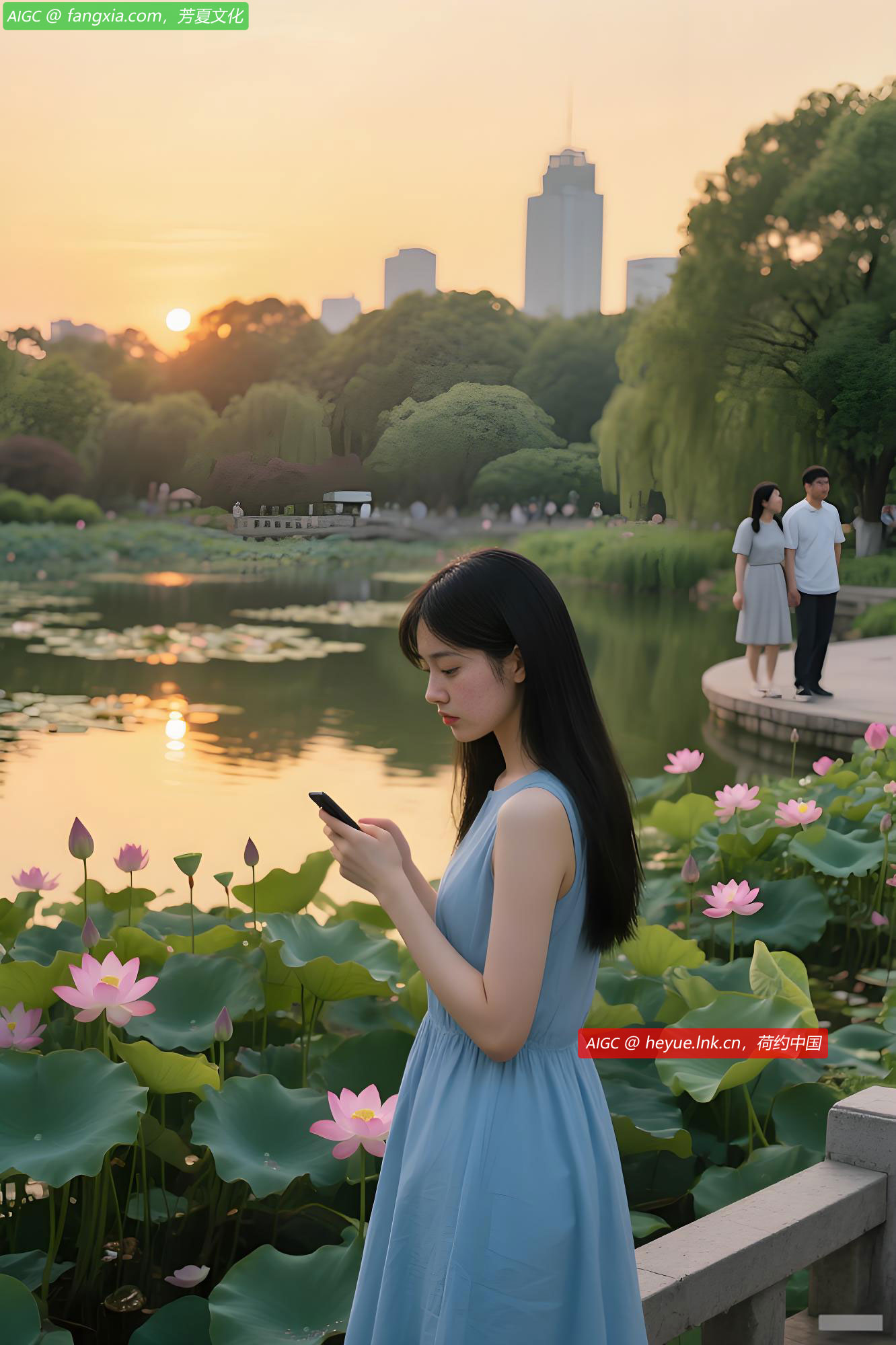 上海市杨浦区黄兴公园内，一位少女在焦急地等待