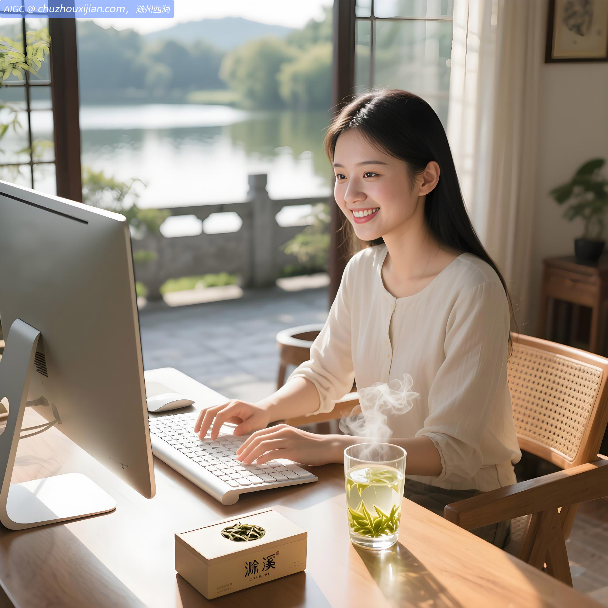 一家名为滁溪的民宿内，数字游民正在处理办公事务