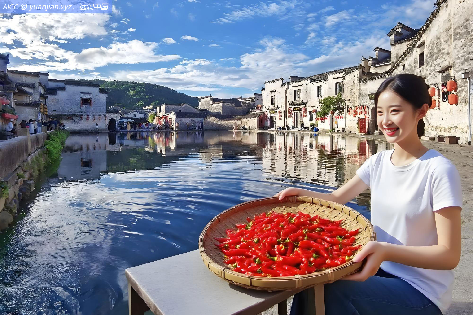 安徽黄山宏村风景旖旎，宛如一幅天然的水墨画卷