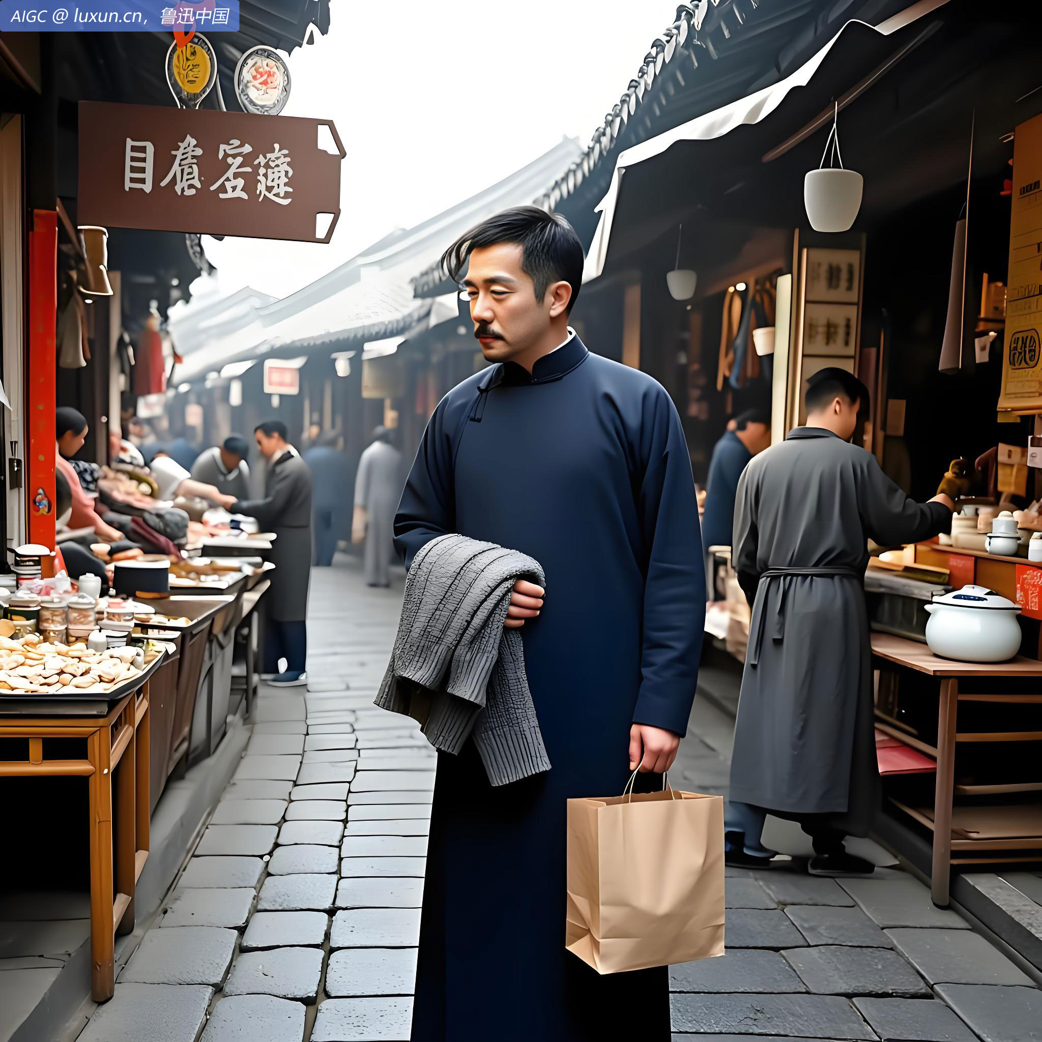 午后往观音寺街买绒衣一件，手衣一双，又买食品少许