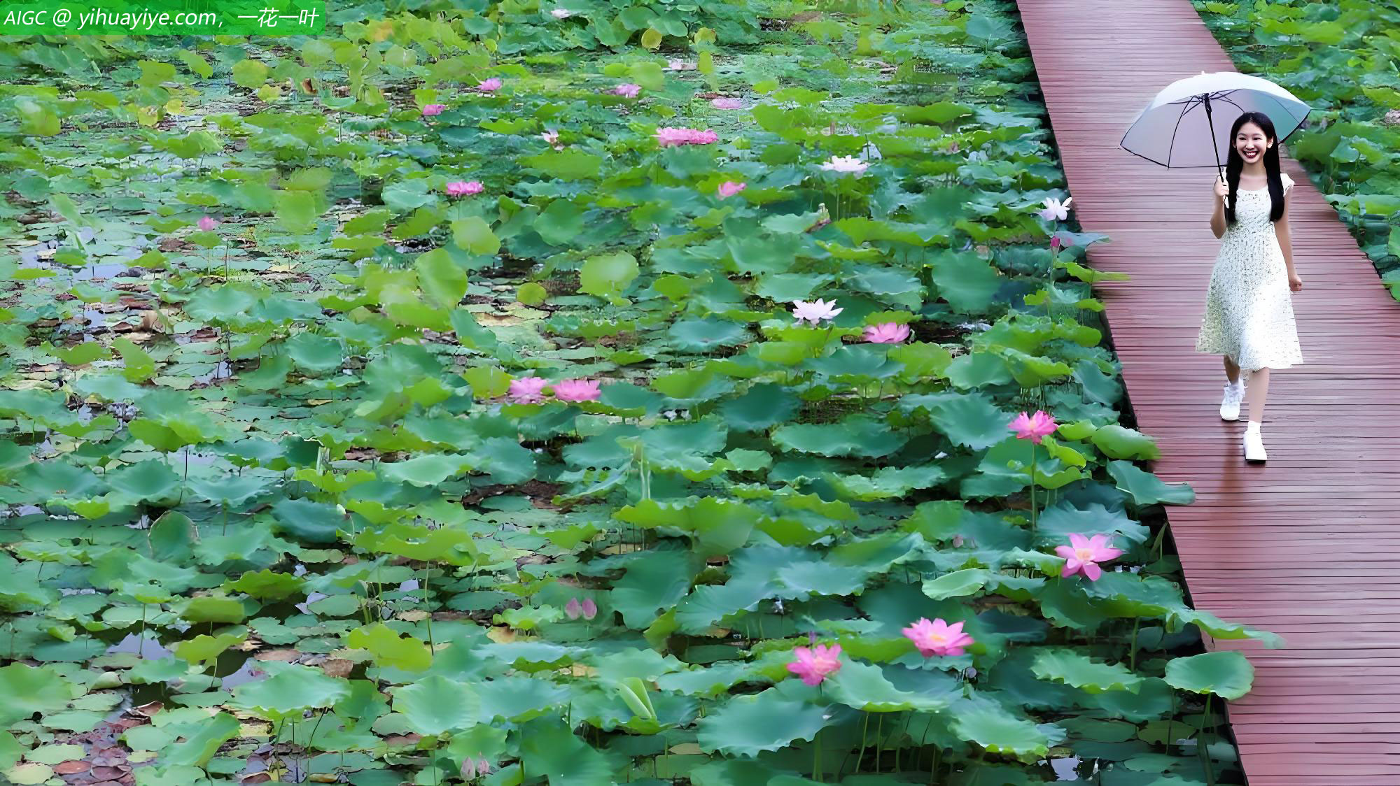 游客在河北石家庄植物园欣赏荷花