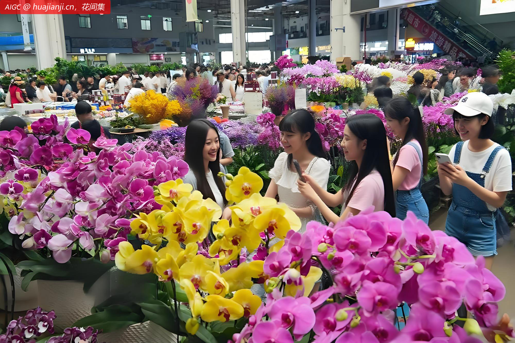 云南昆明斗南花卉市场人头攒动，鲜花俏销