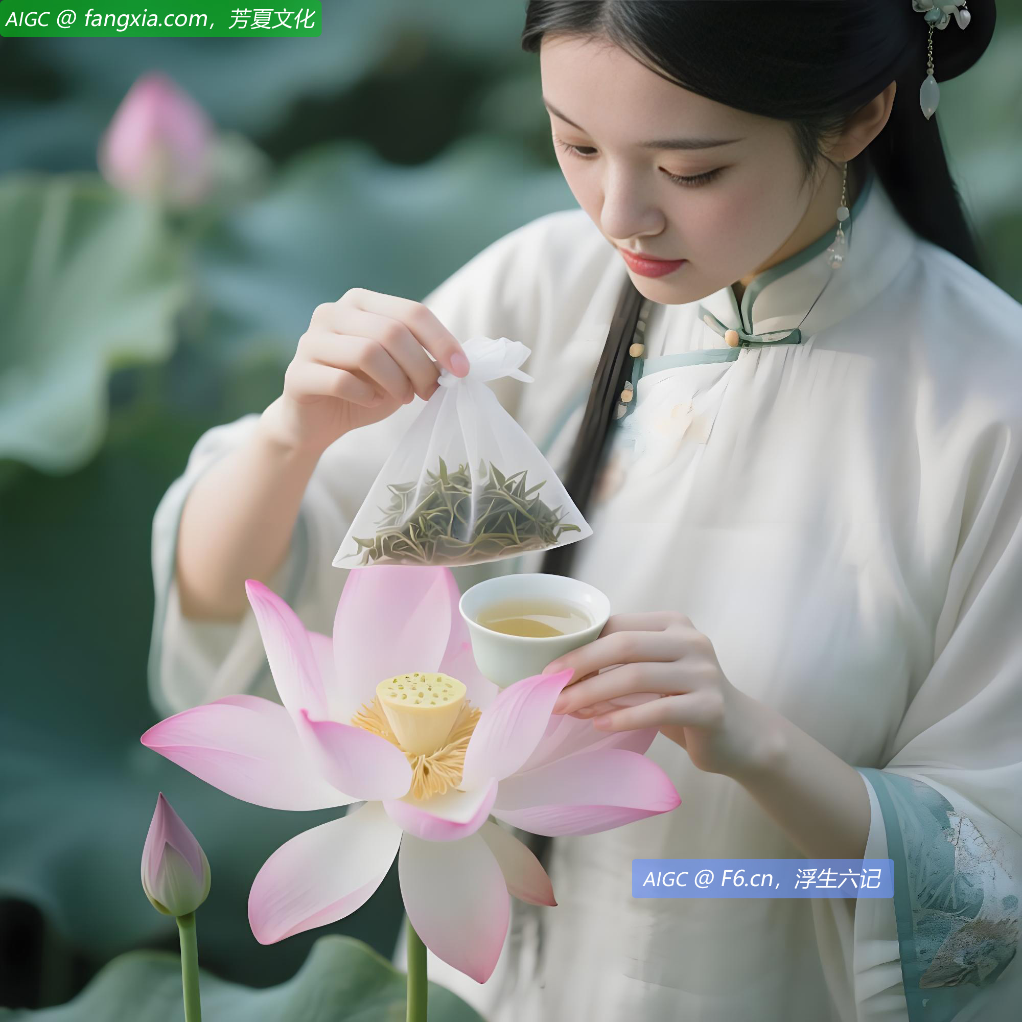 置花心，明早取出，烹天泉水泡之，香韵尤绝。