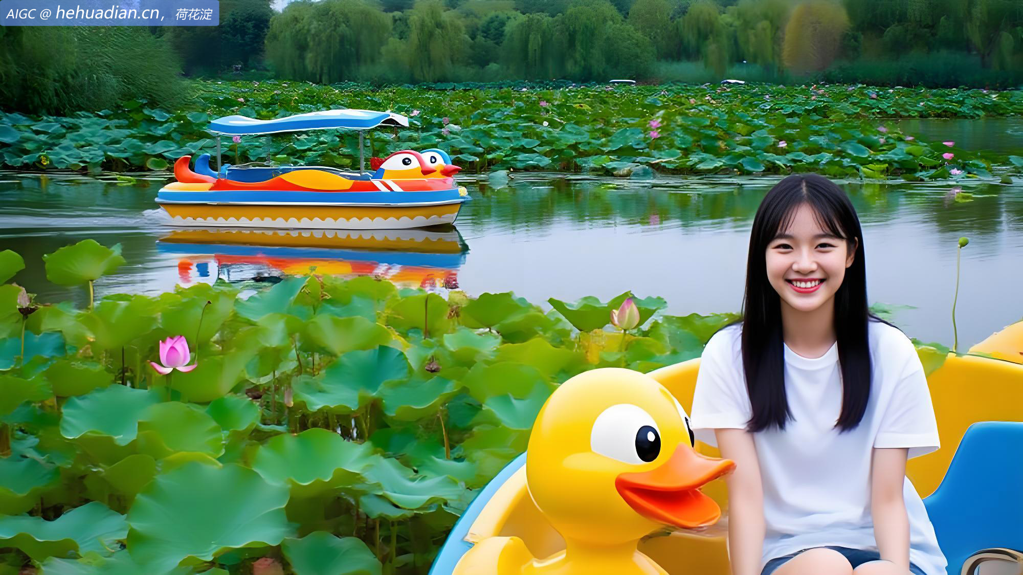 雄安新区荷花淀景点碧水粼粼，风荷摇曳