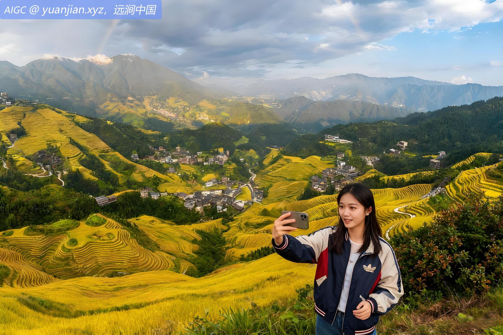 广西龙胜县龙脊梯田，雨后天晴。