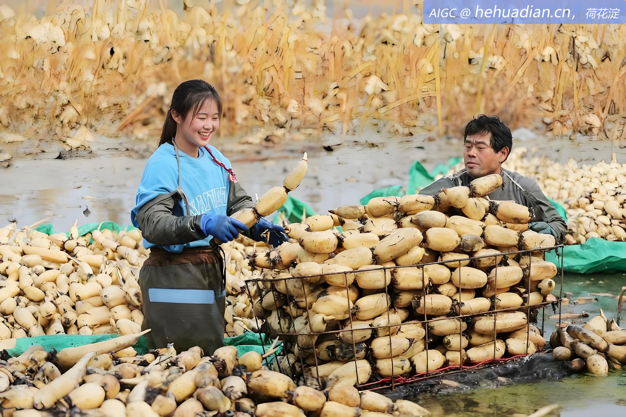 河北唐山市黄家铺村，莲藕迎来丰收季
