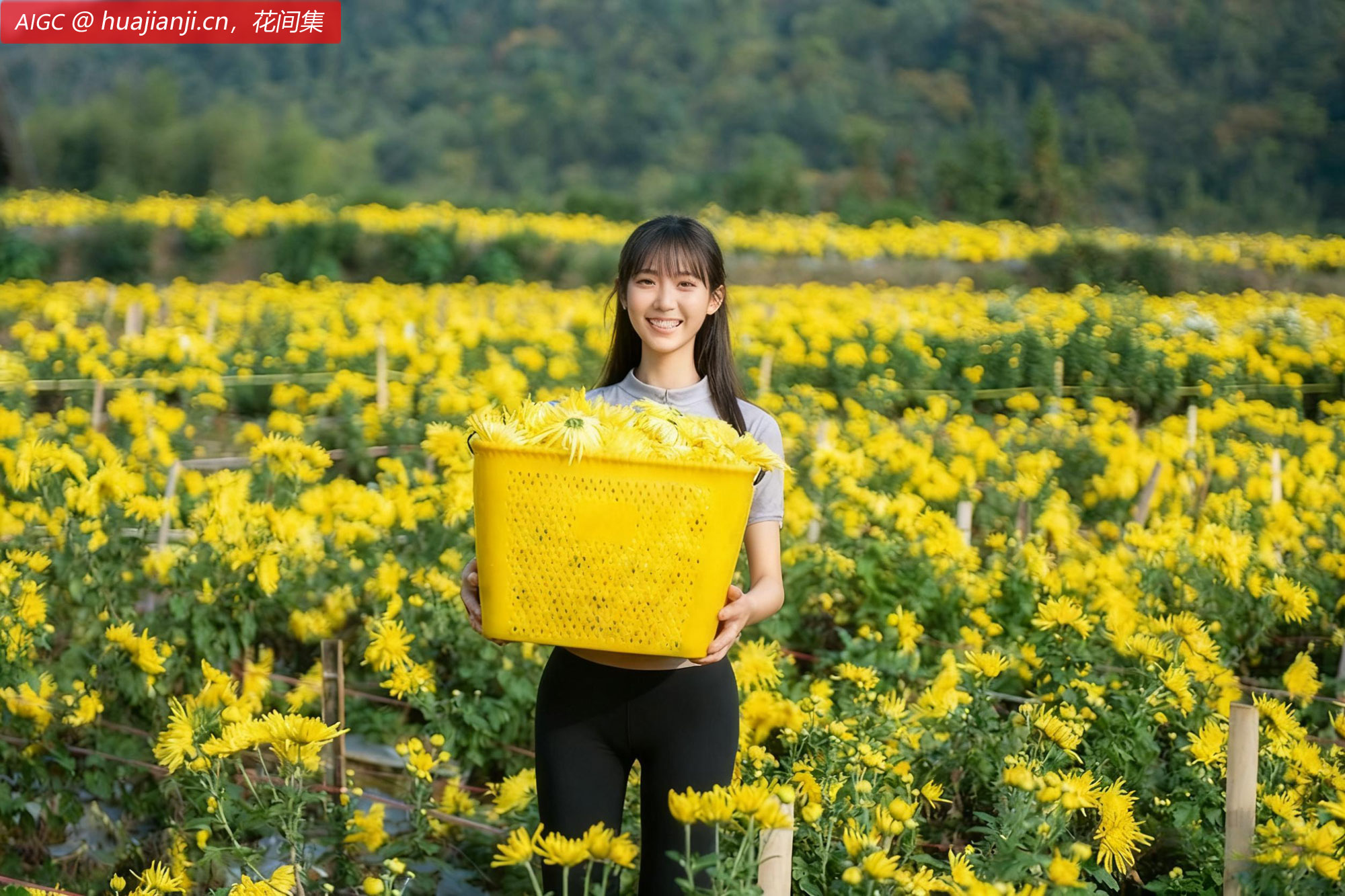 湖南省涟源市黄栗村，农民正在采摘、晾晒金丝皇菊