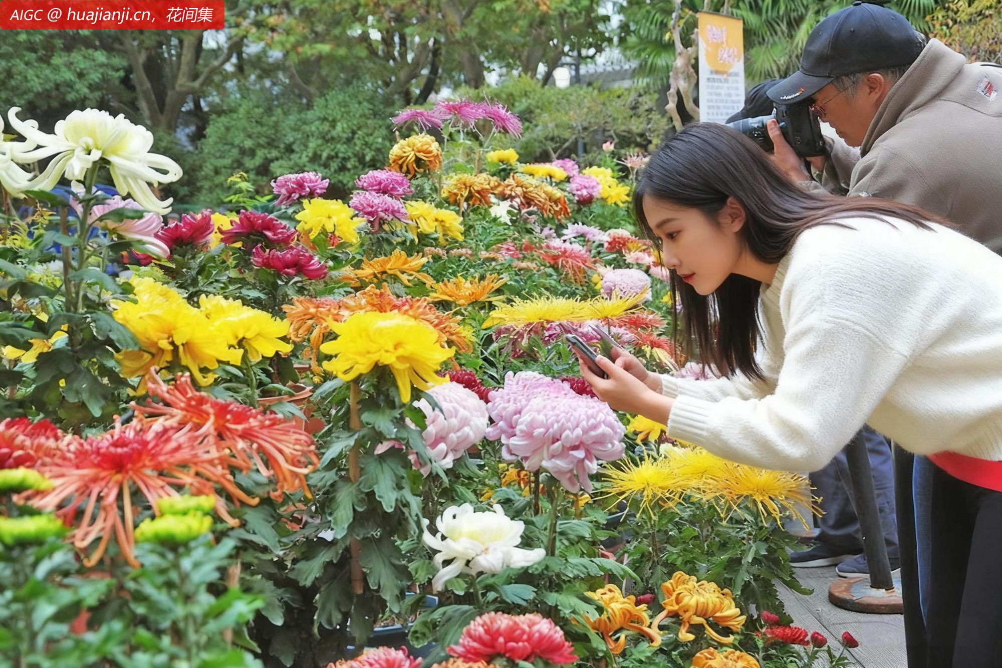 市民在上海宜川公园菊花展赏菊打卡