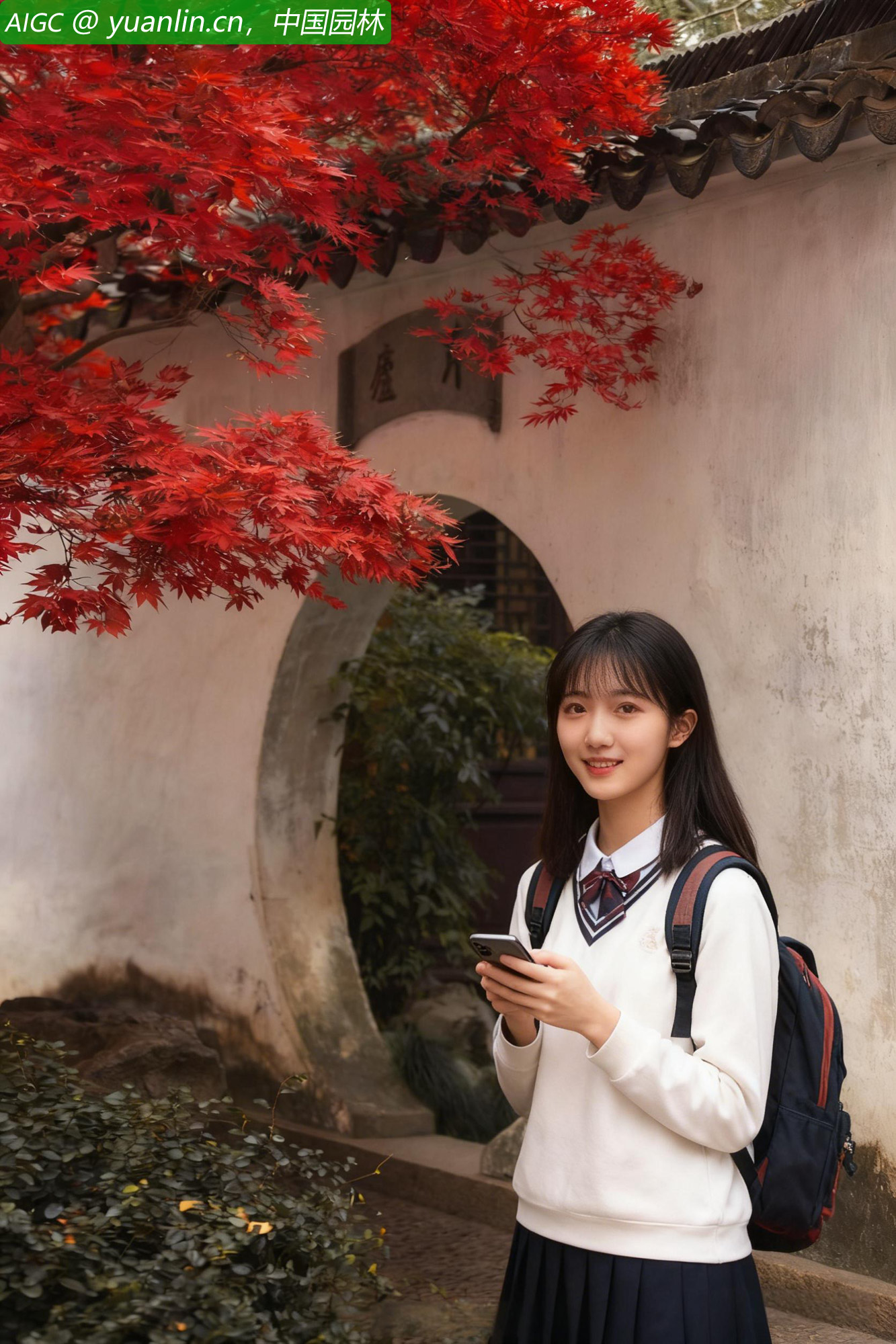 苏州艺圃的秋，是红枫燃起的诗。