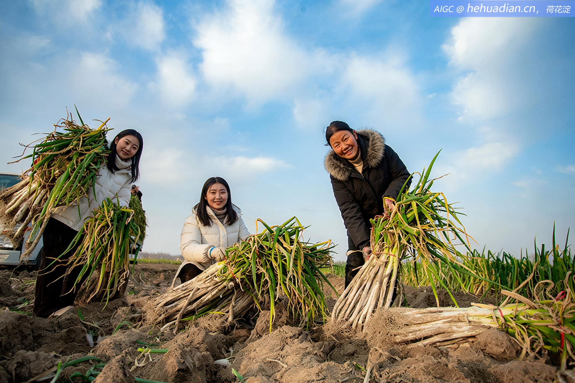 河南省商丘市宁陵县孔集乡吴园村的大葱喜获丰收
