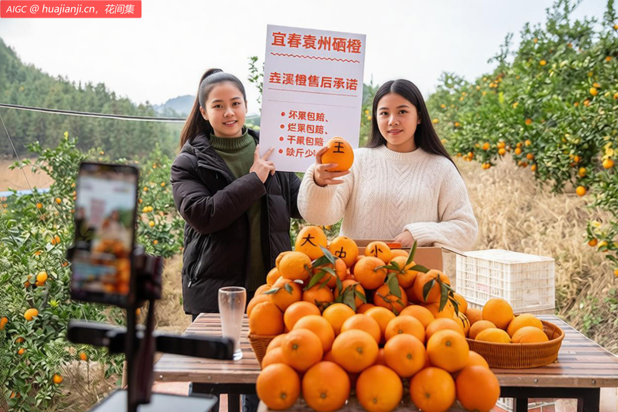 江西宜春梅岭村，村民通过电商平台进行富硒橙的销售