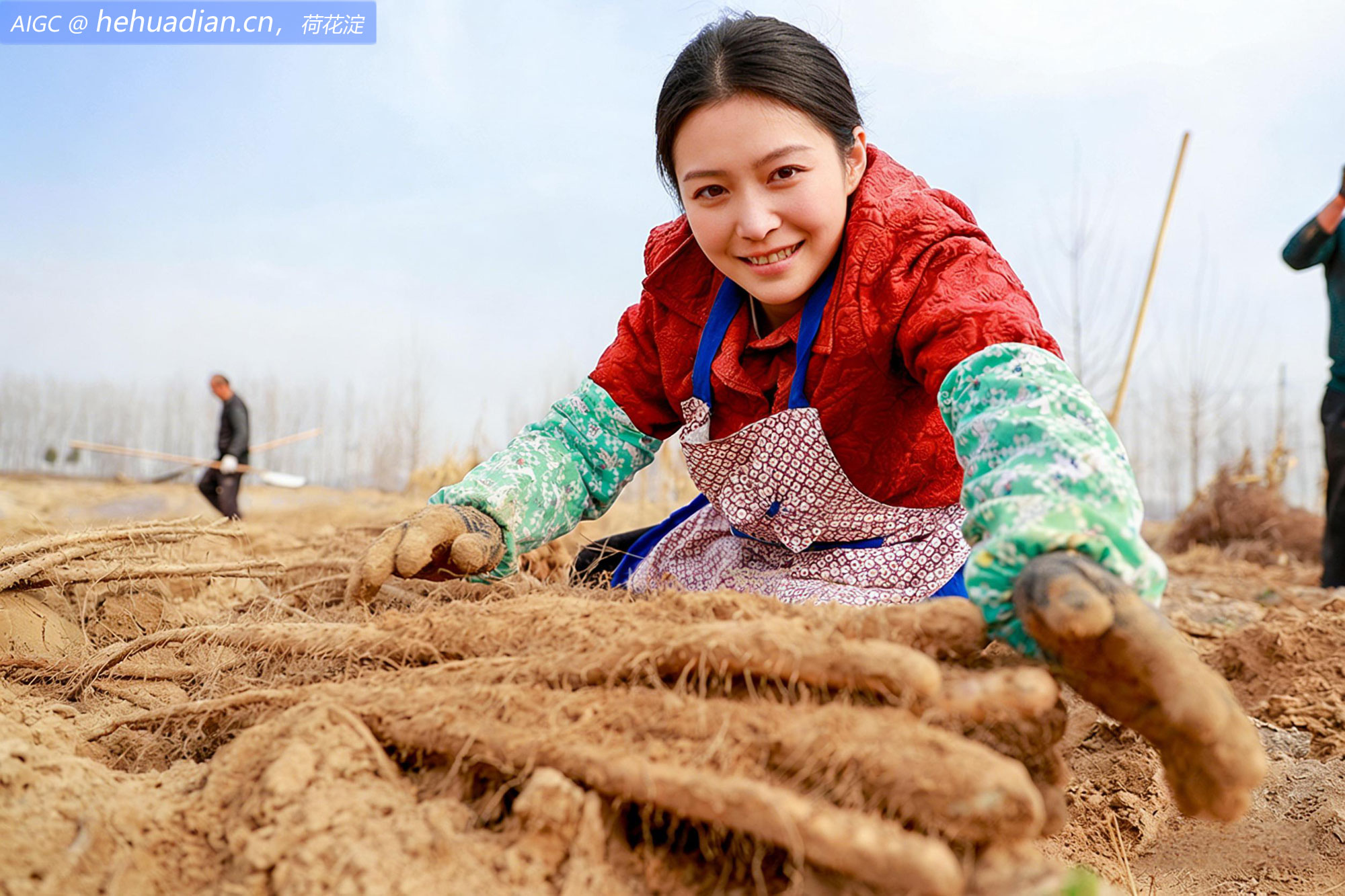 大雪时节，河南省商丘孟楼村山药种植基地喜获丰收