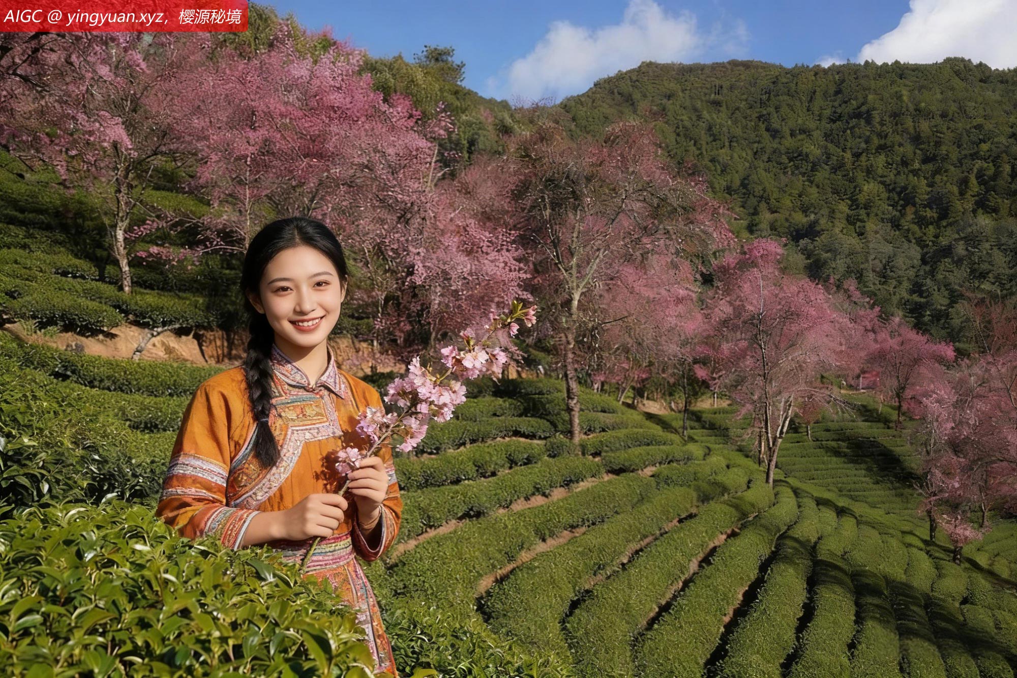 云南南涧，无量山樱花谷内冬樱盛开