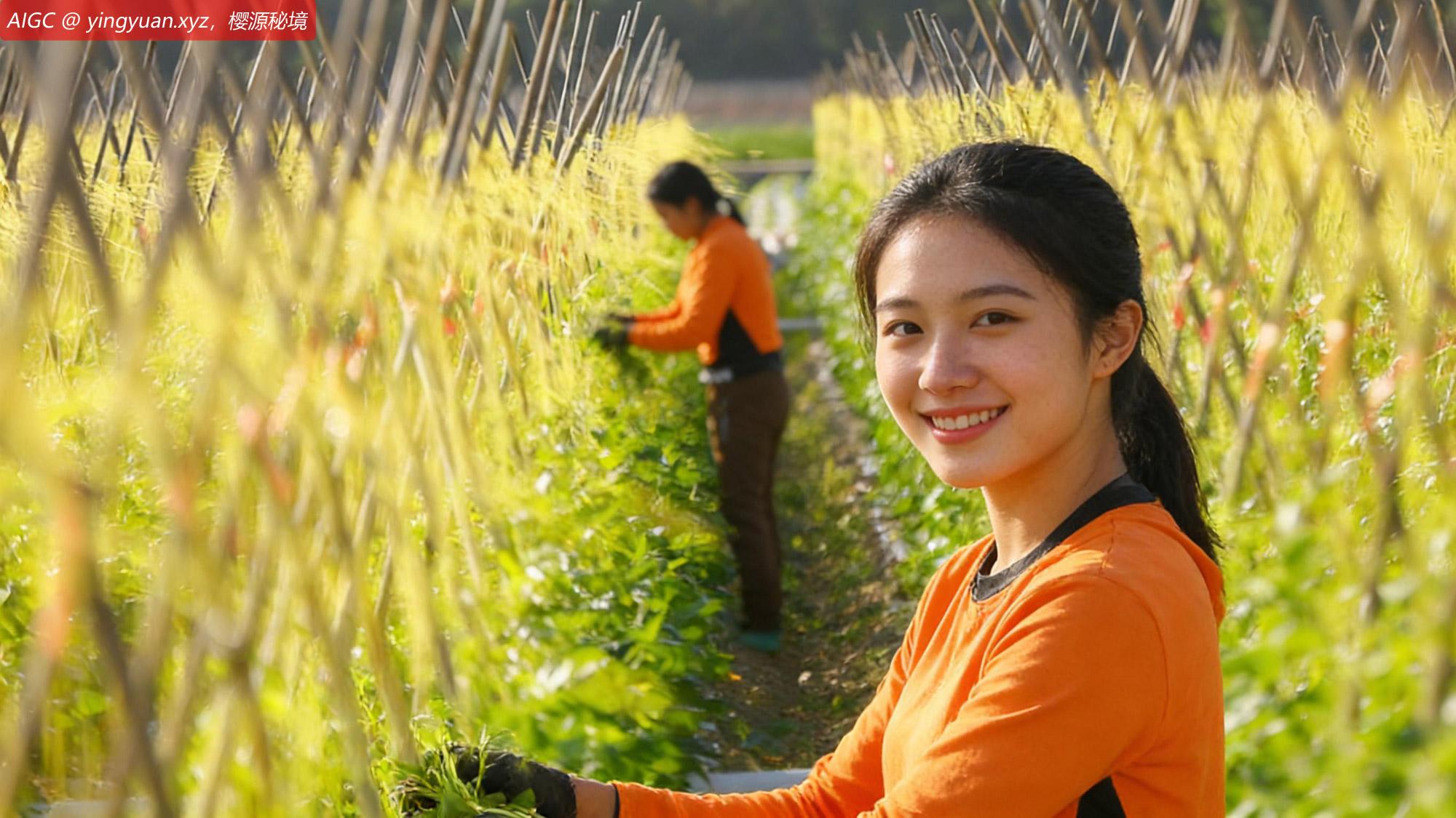 三亚冬季蔬菜生长时节，当地农民在田间施肥、管护