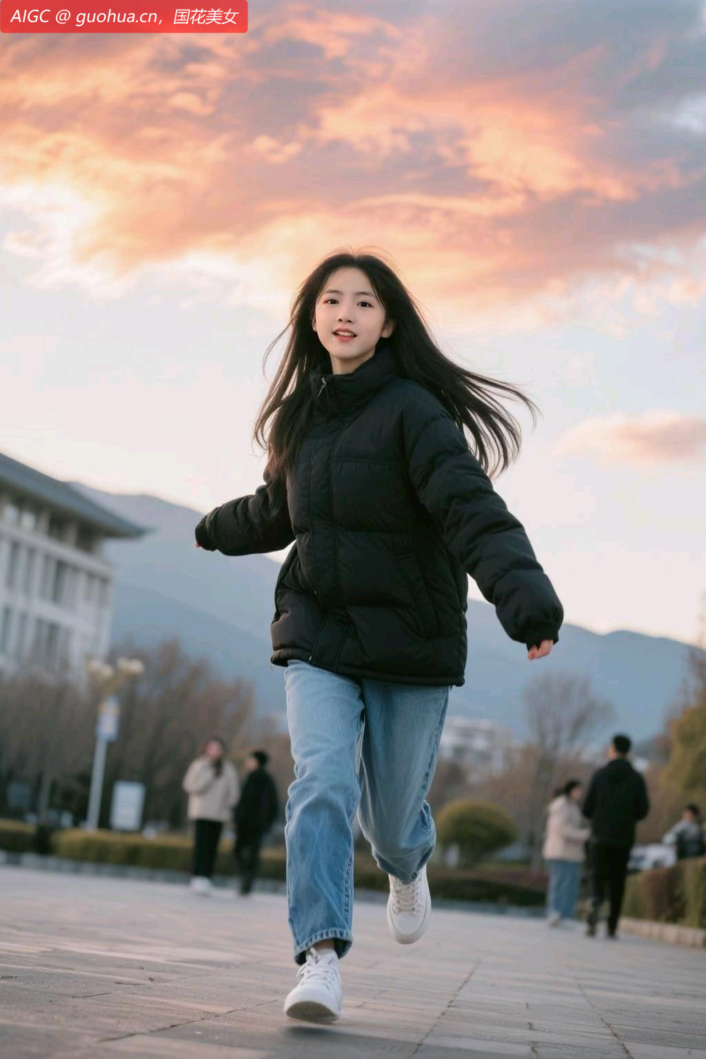 她如灵动的小鹿，尽情跑在这希望的清晨