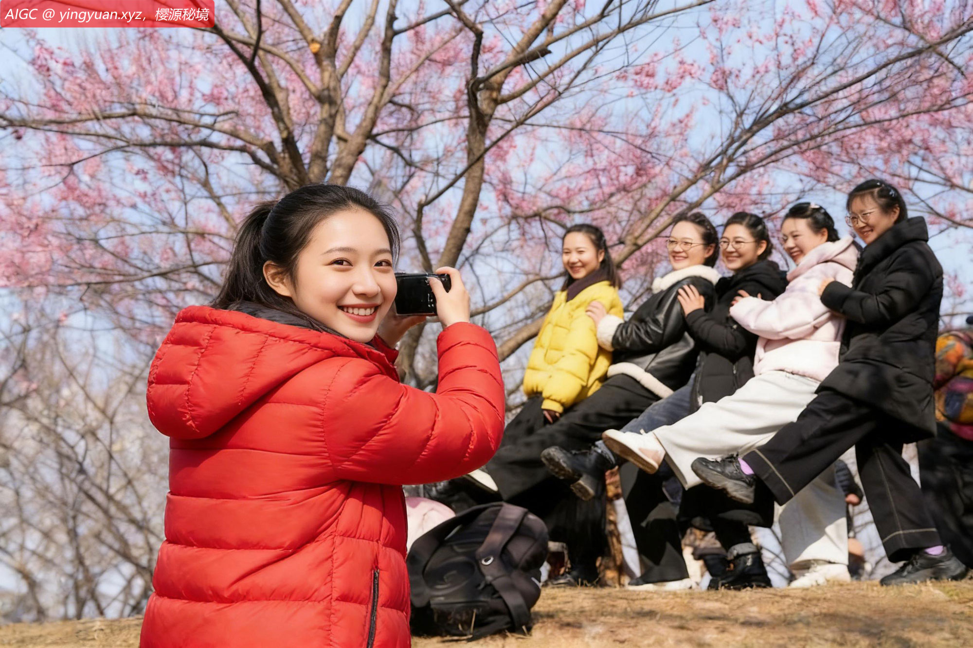 湖北武汉竹叶海公园“梅花坡”上红梅、宫粉梅和白梅迎寒吐艳