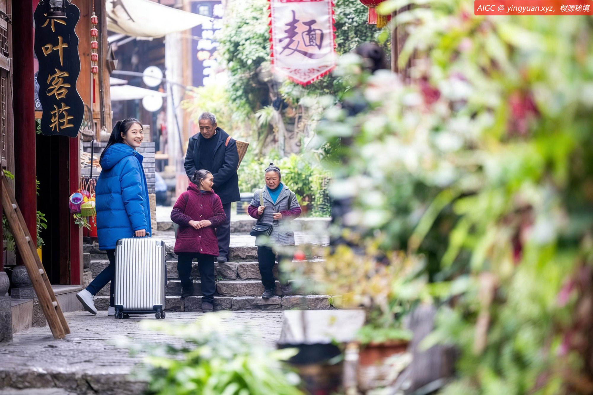 乌江·龚滩旅游度假区，一位游客出入民宿