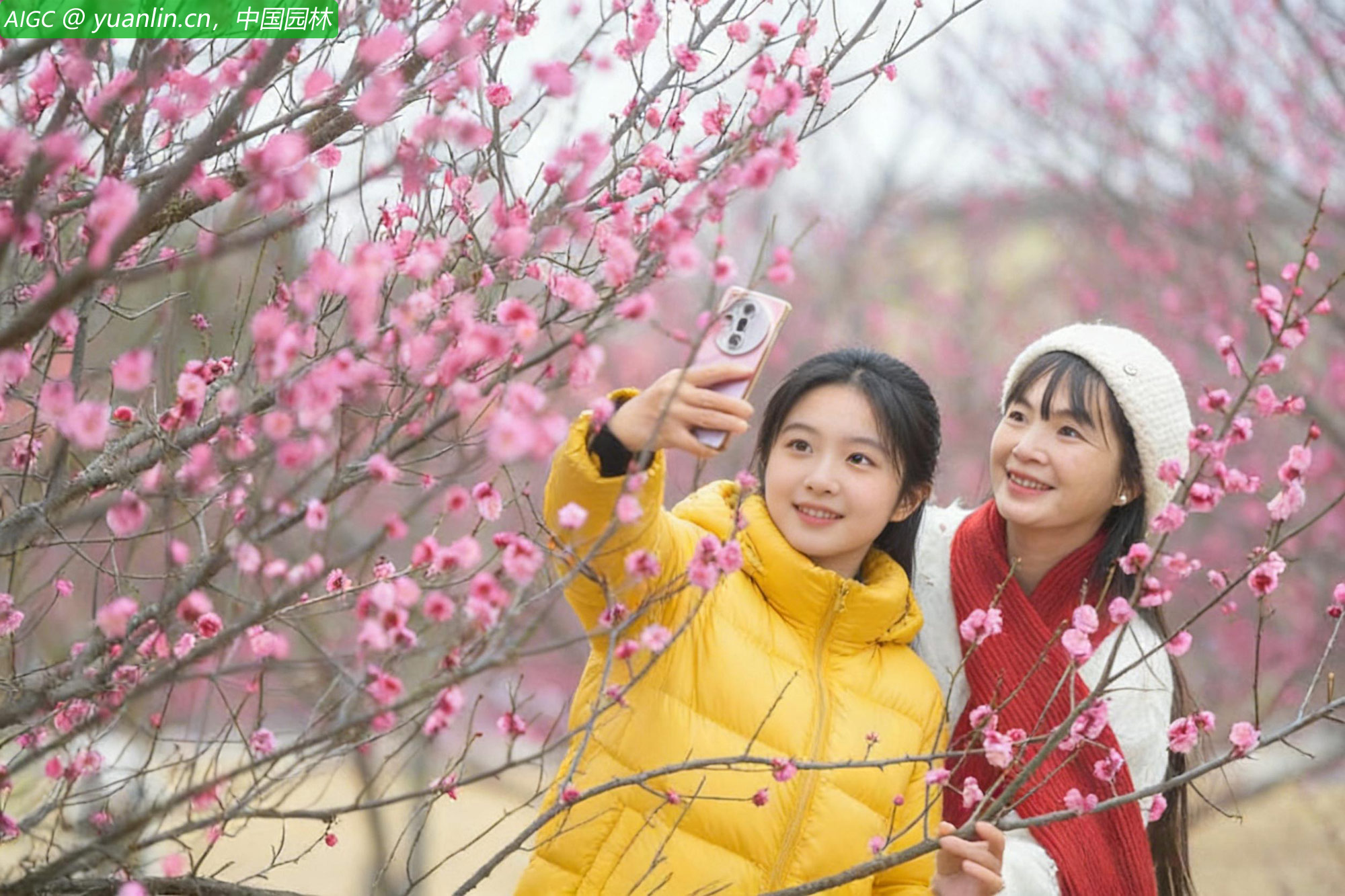 湖南省道县梅花中学，校园内的梅花竞相绽放